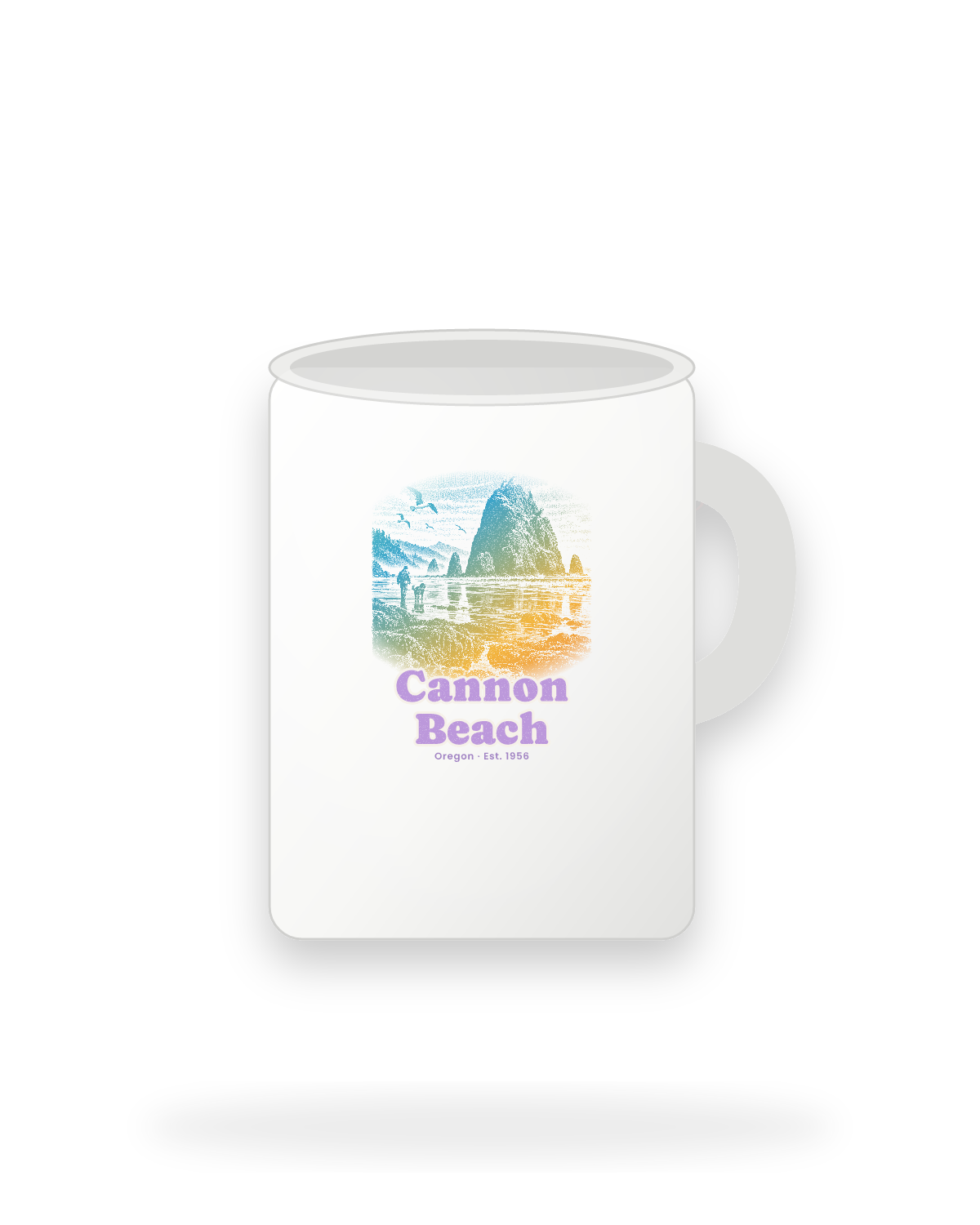 Cannon Beach Haystack Rock Ceramic Mug 15oz in White