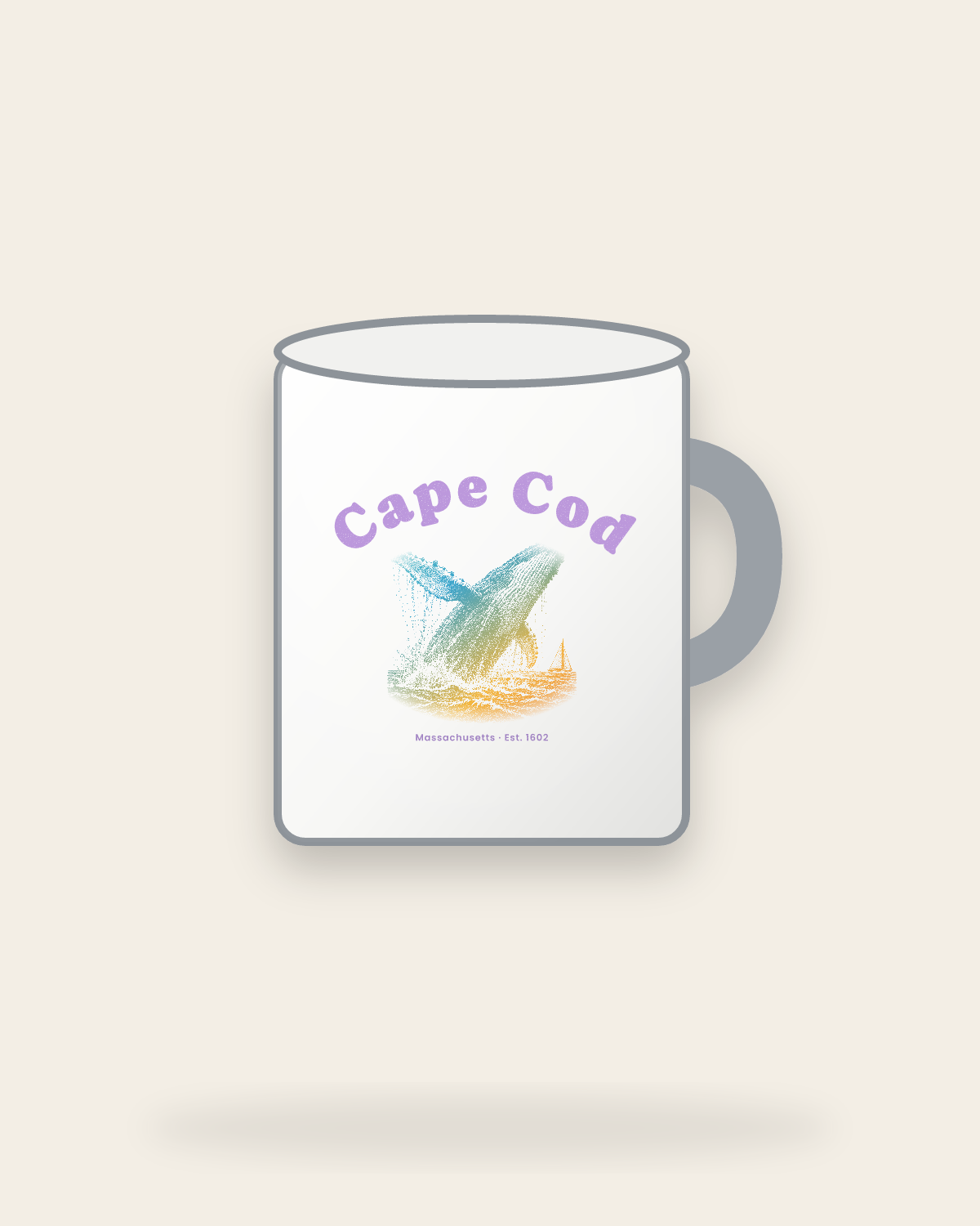 Cape Cod Humpback Whale Enamel Camp Mug in White