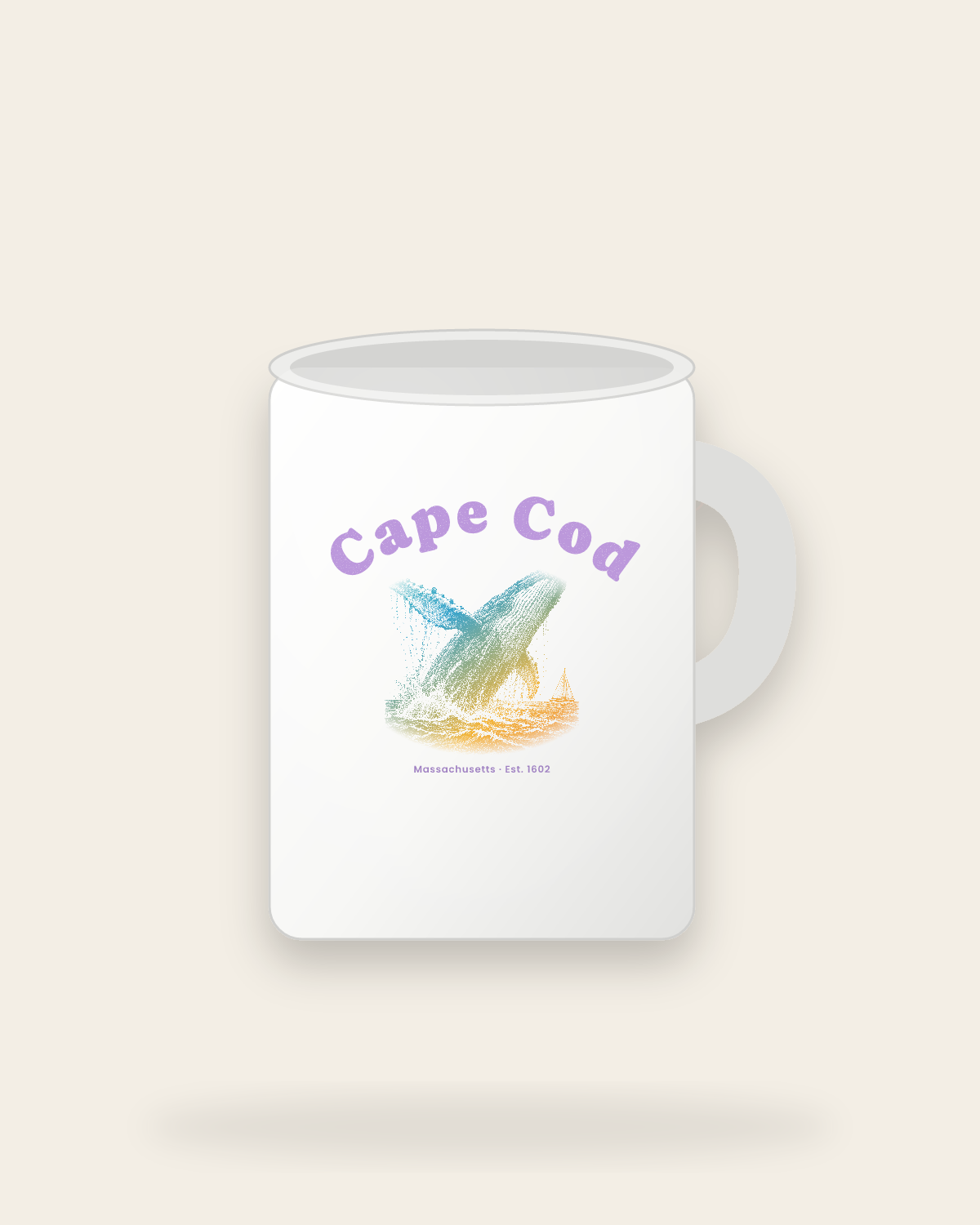 Cape Cod Humpback Whale Ceramic Mug 15oz in White