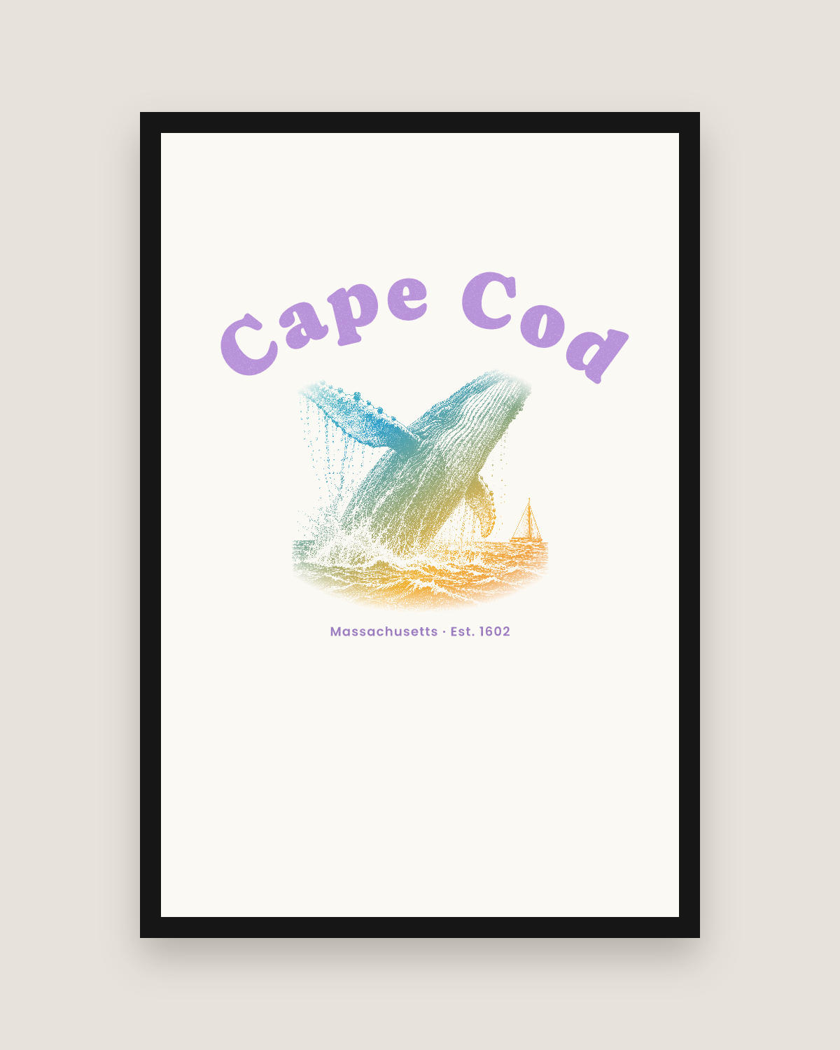 Cape Cod Humpback Whale Matte Poster in White
