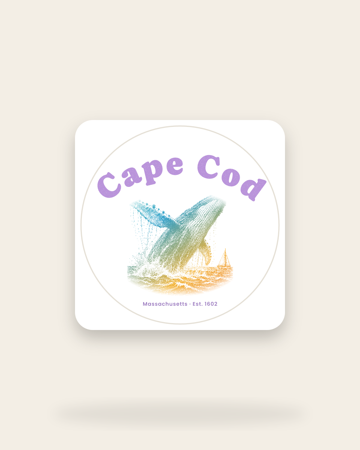 Cape Cod Humpback Whale Kiss-Cut Sticker in White