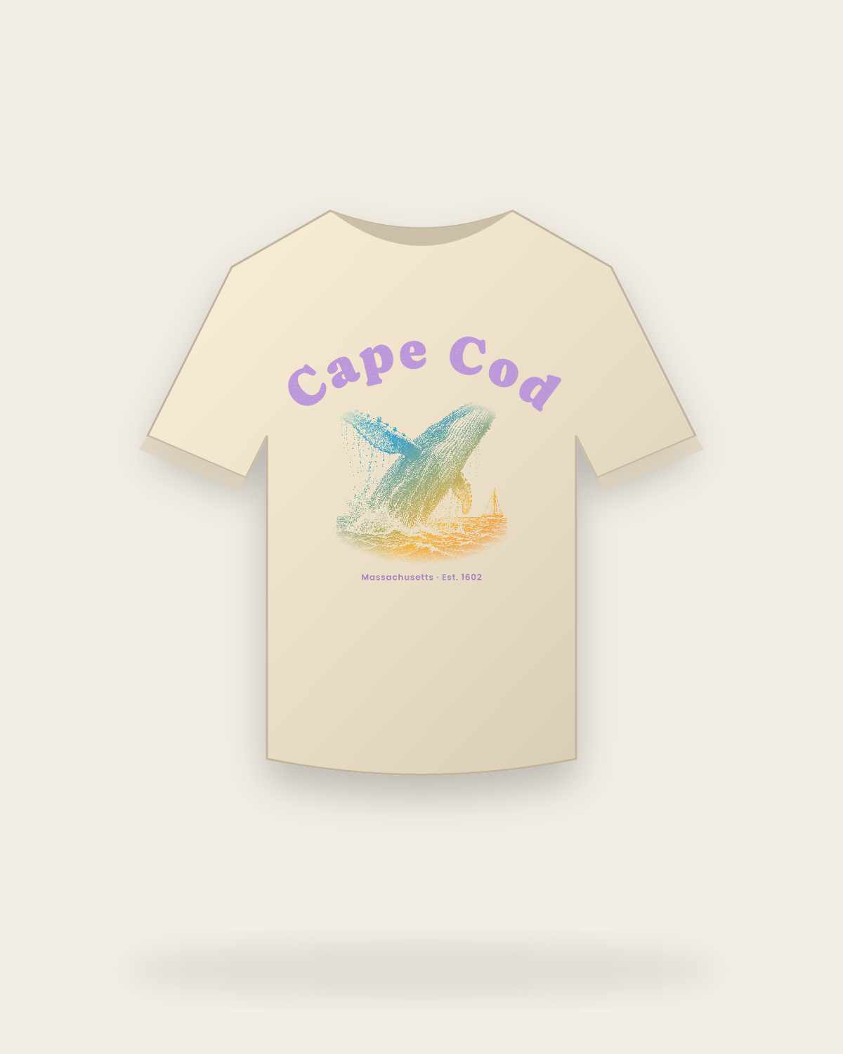 Cape Cod, MA Humpback Whale Classic Tee in Natural