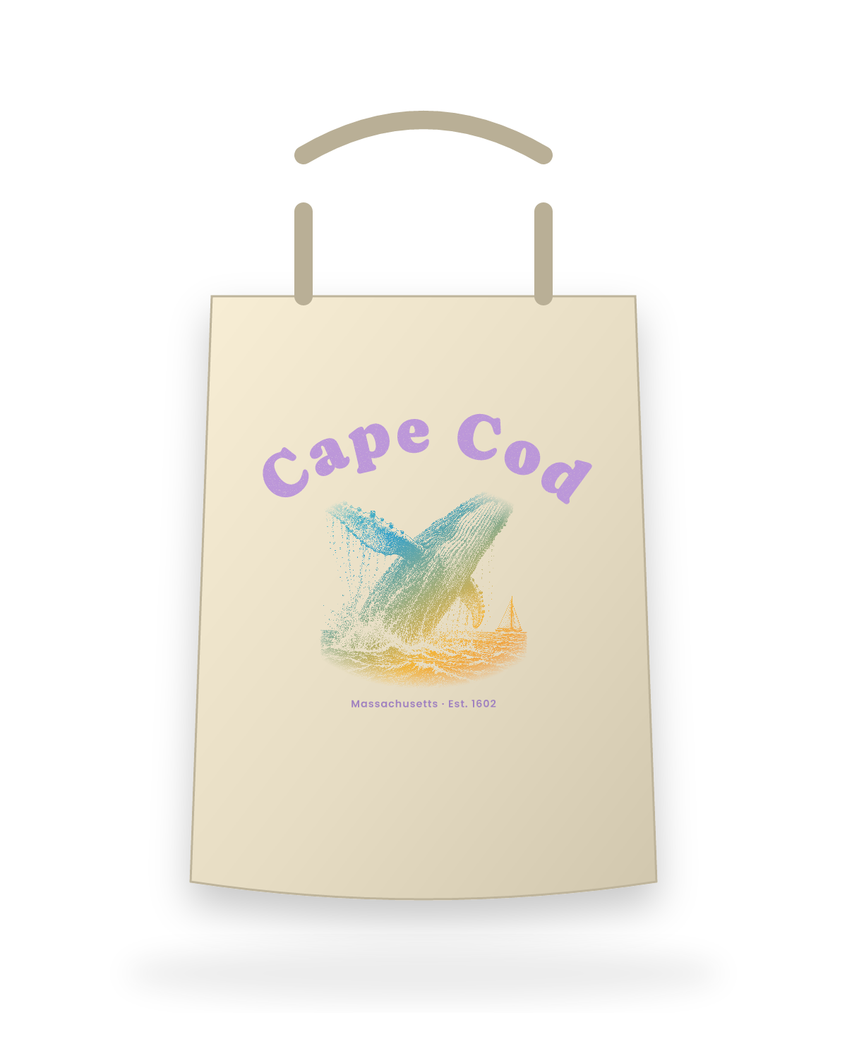 Cape Cod Humpback Whale Canvas Tote in Beige