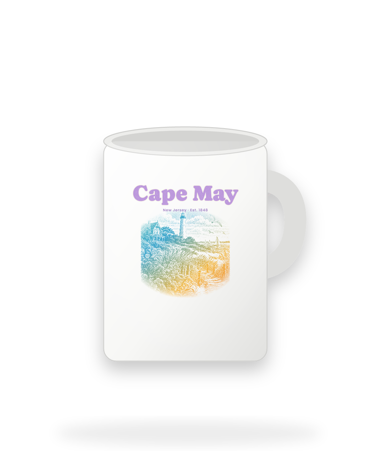 Cape May Lighthouse & Monarchs Ceramic Mug 15oz in White