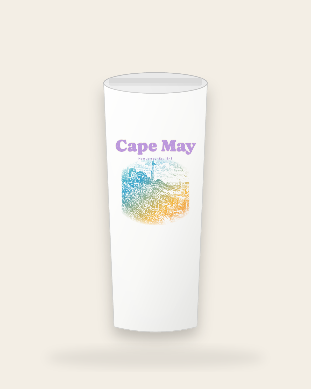 Cape May Lighthouse & Monarchs Insulated Tumbler 20oz in White