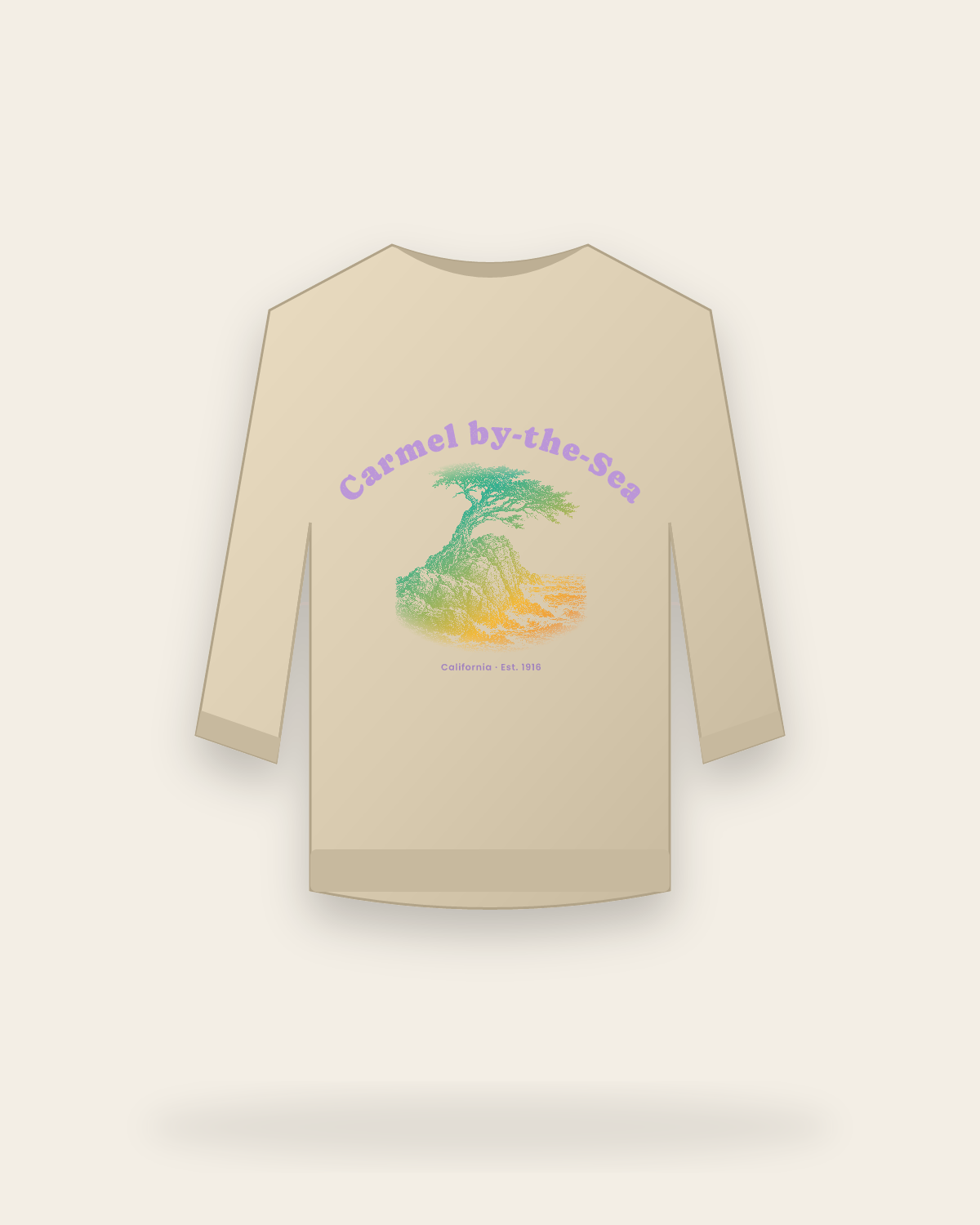 Carmel-by-the-Sea Lone Cypress Crewneck Sweatshirt in Sand