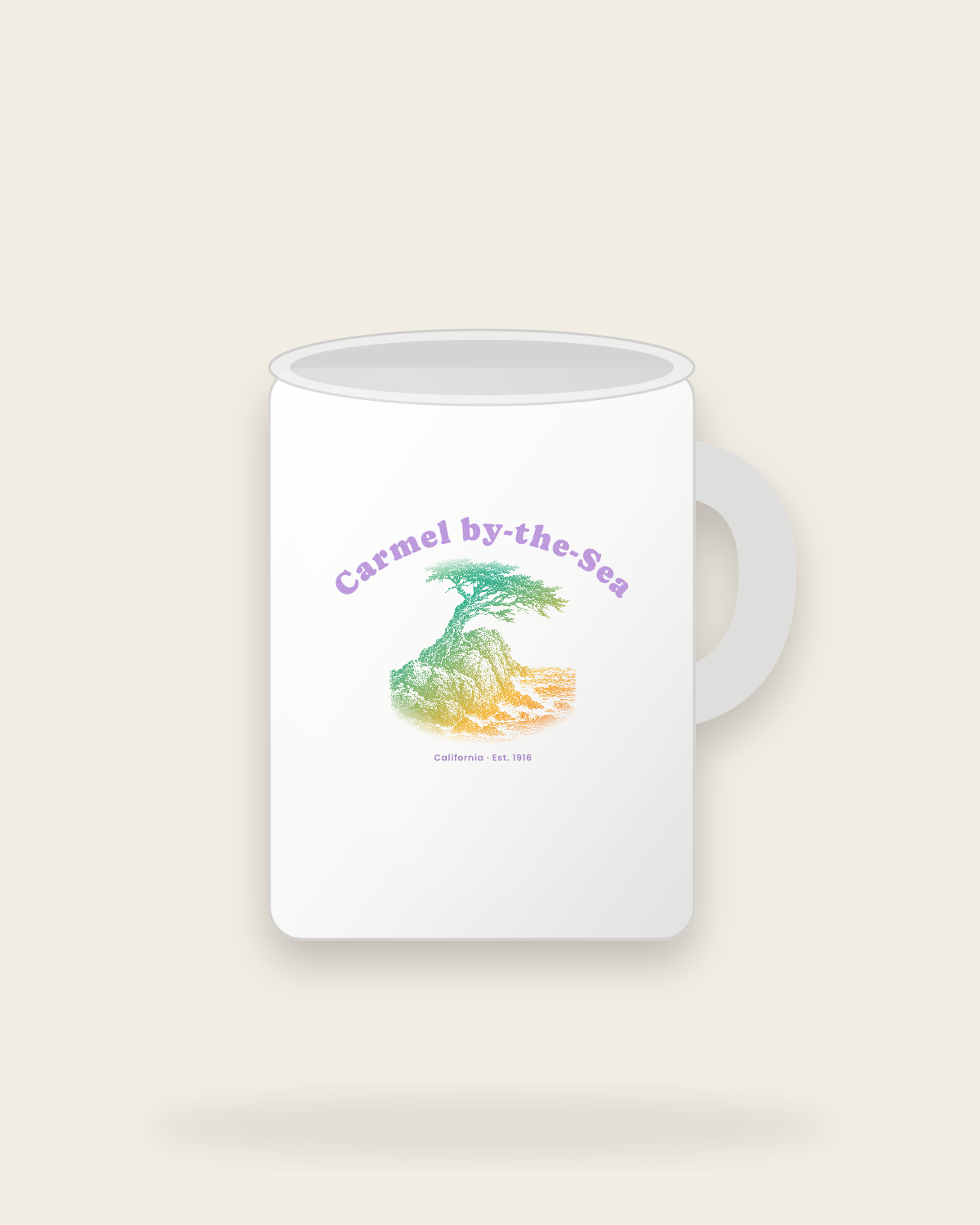 Carmel-by-the-Sea Lone Cypress Ceramic Mug 15oz in White