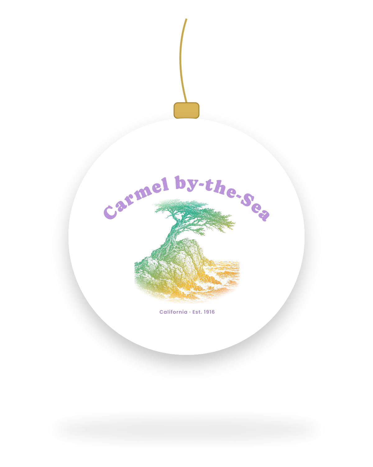 Carmel-by-the-Sea Lone Cypress Ceramic Ornament in White