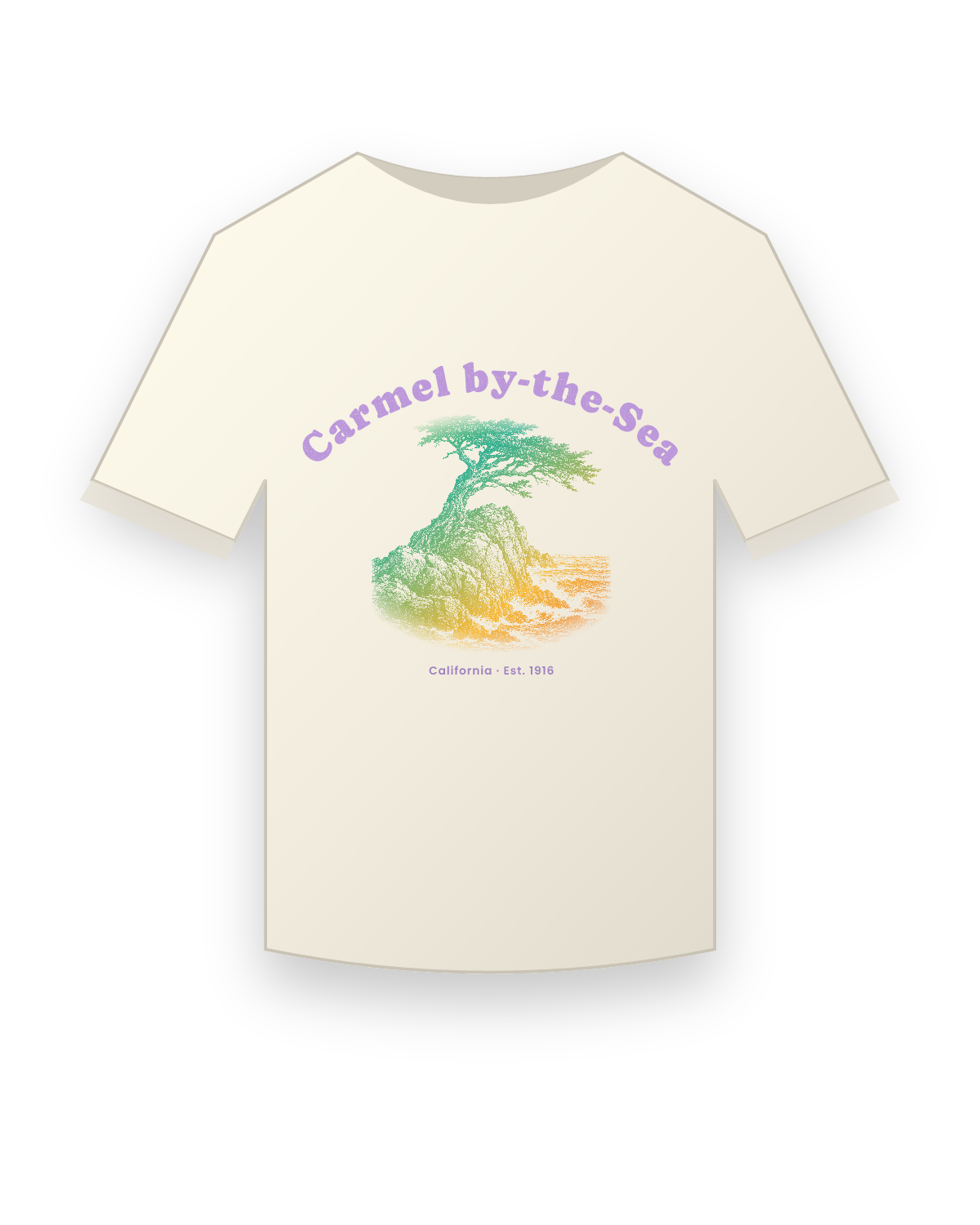 Carmel-by-the-Sea Lone Cypress Vintage Wash Tee in Ivory