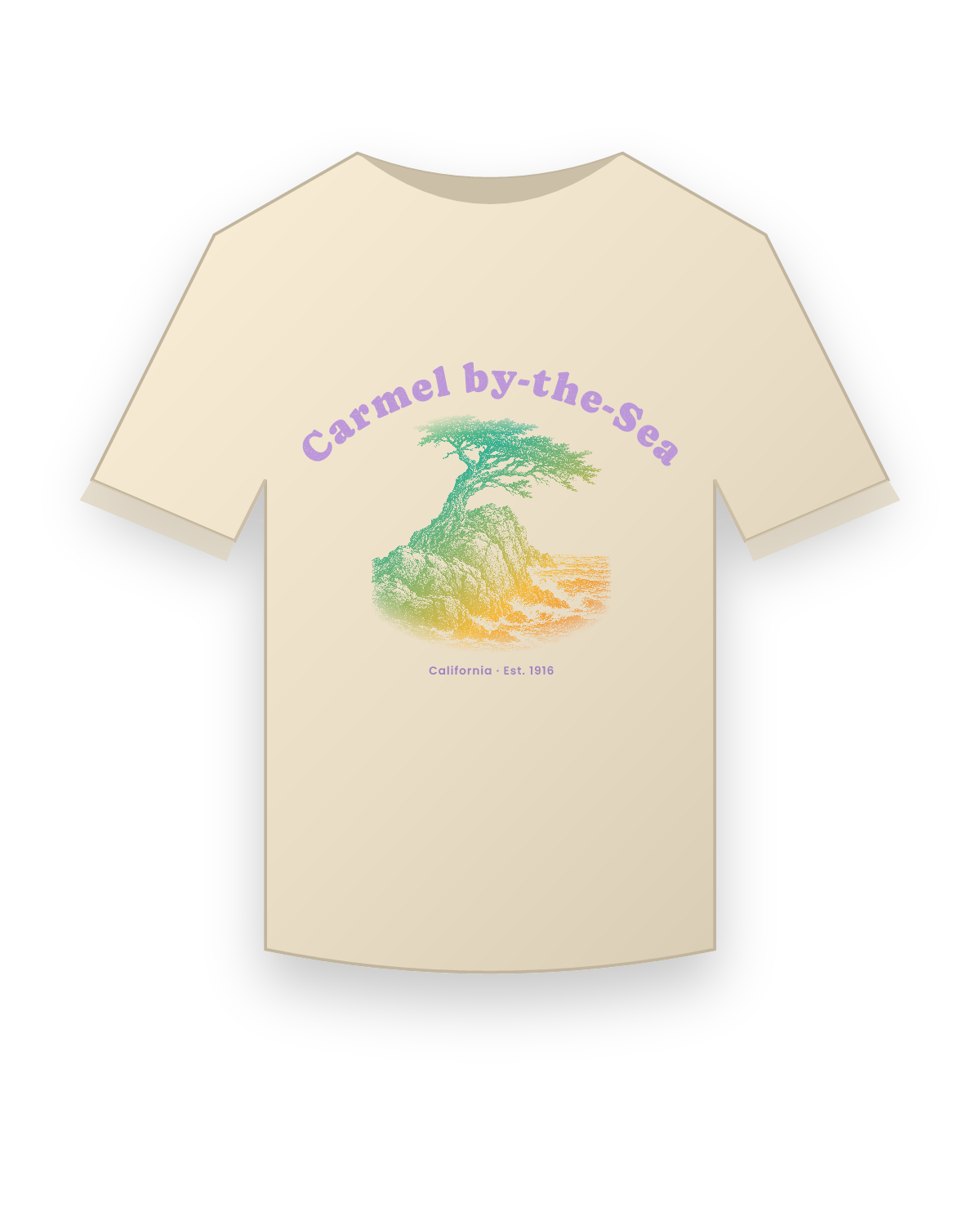 Carmel-by-the-Sea Lone Cypress Classic Tee in Natural