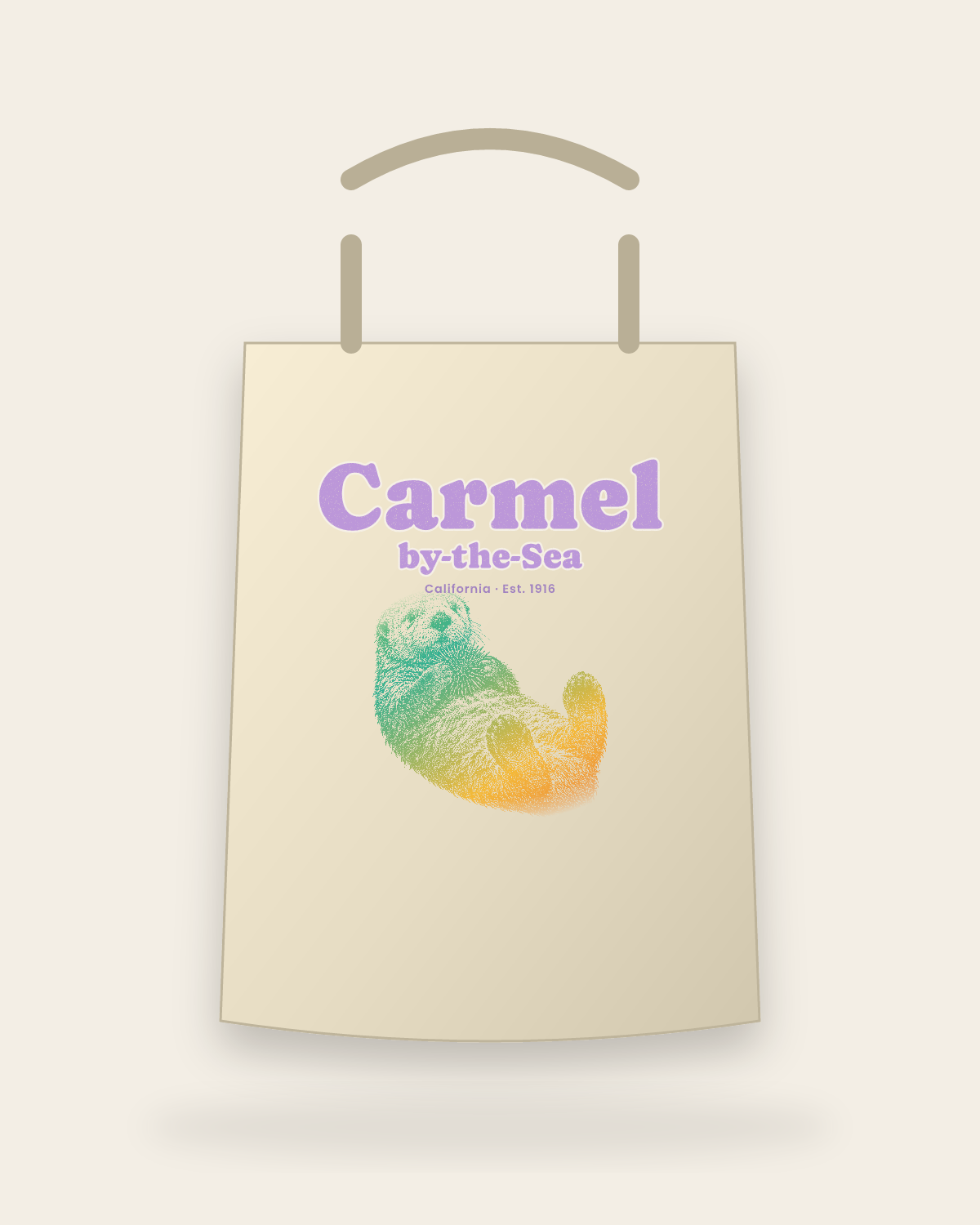 Carmel-by-the-Sea Sea Otter Canvas Tote in Beige