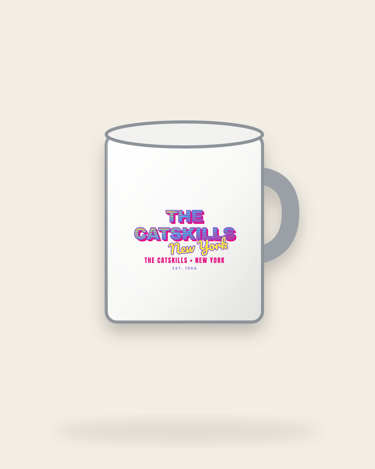 The Catskills Music TV Enamel Camp Mug in White