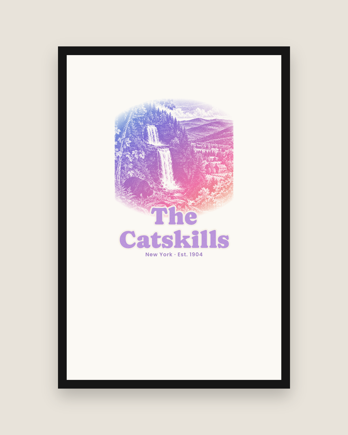 The Catskills Gorge Falls Matte Poster in White