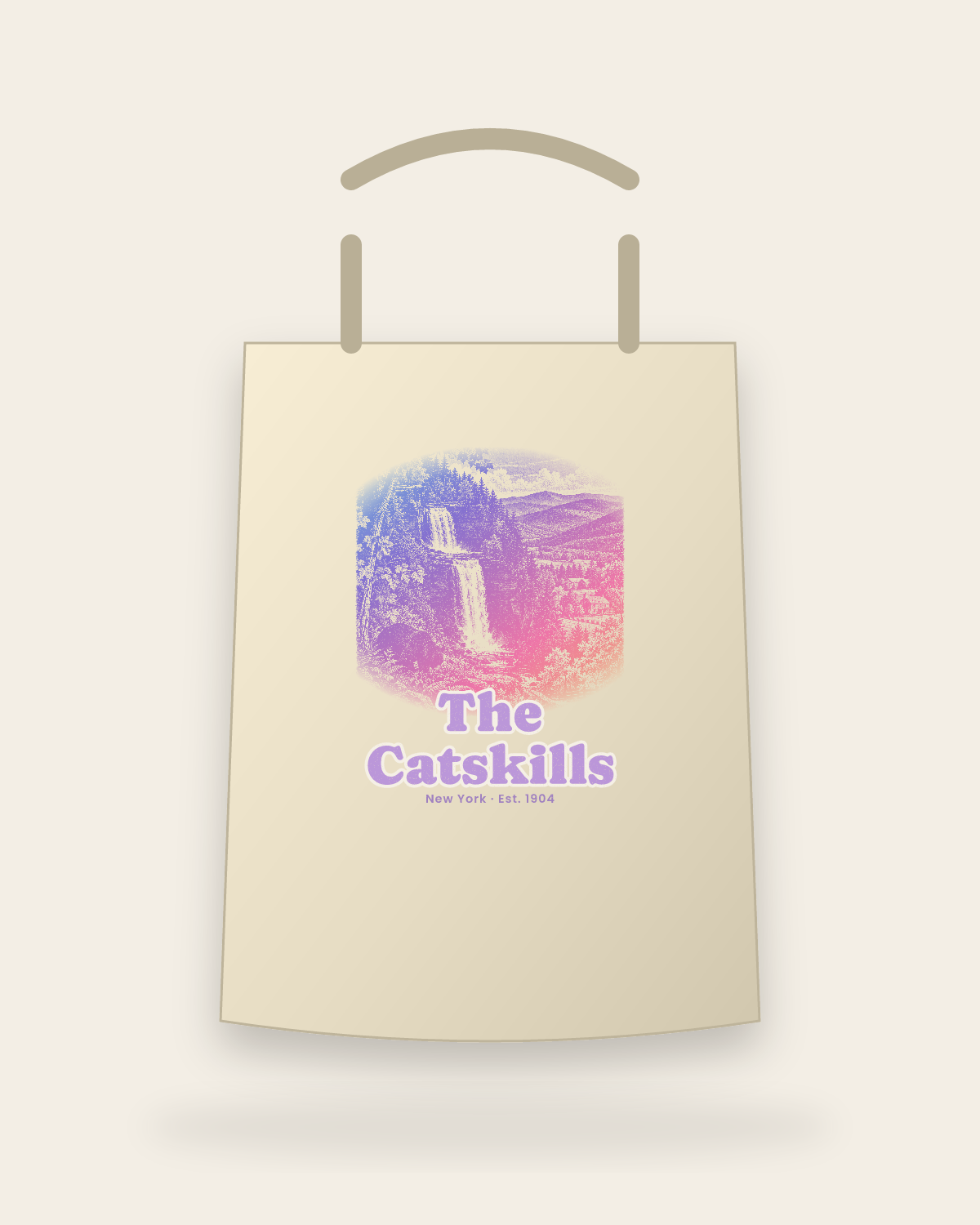 The Catskills Gorge Falls Canvas Tote in Beige