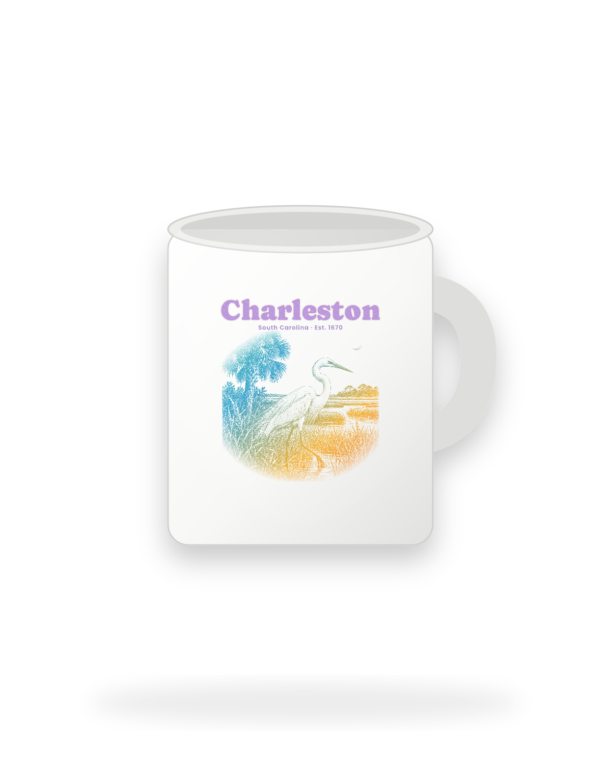 Charleston Marsh Egret Ceramic Mug 11oz in White