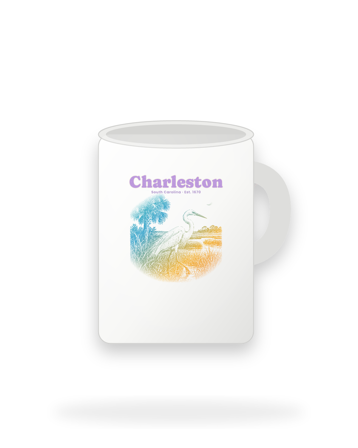 Charleston Marsh Egret Ceramic Mug 15oz in White