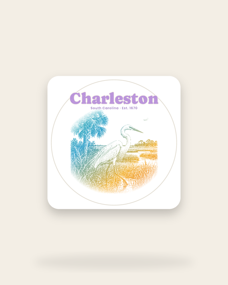 Charleston Marsh Egret Kiss-Cut Sticker