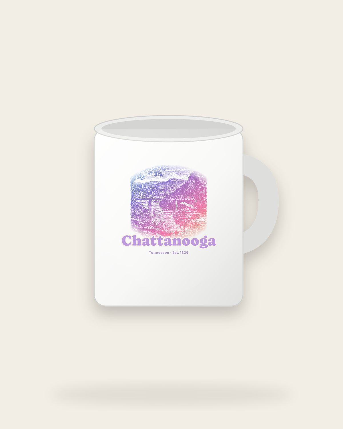 Chattanooga River Bend Ceramic Mug 11oz in White