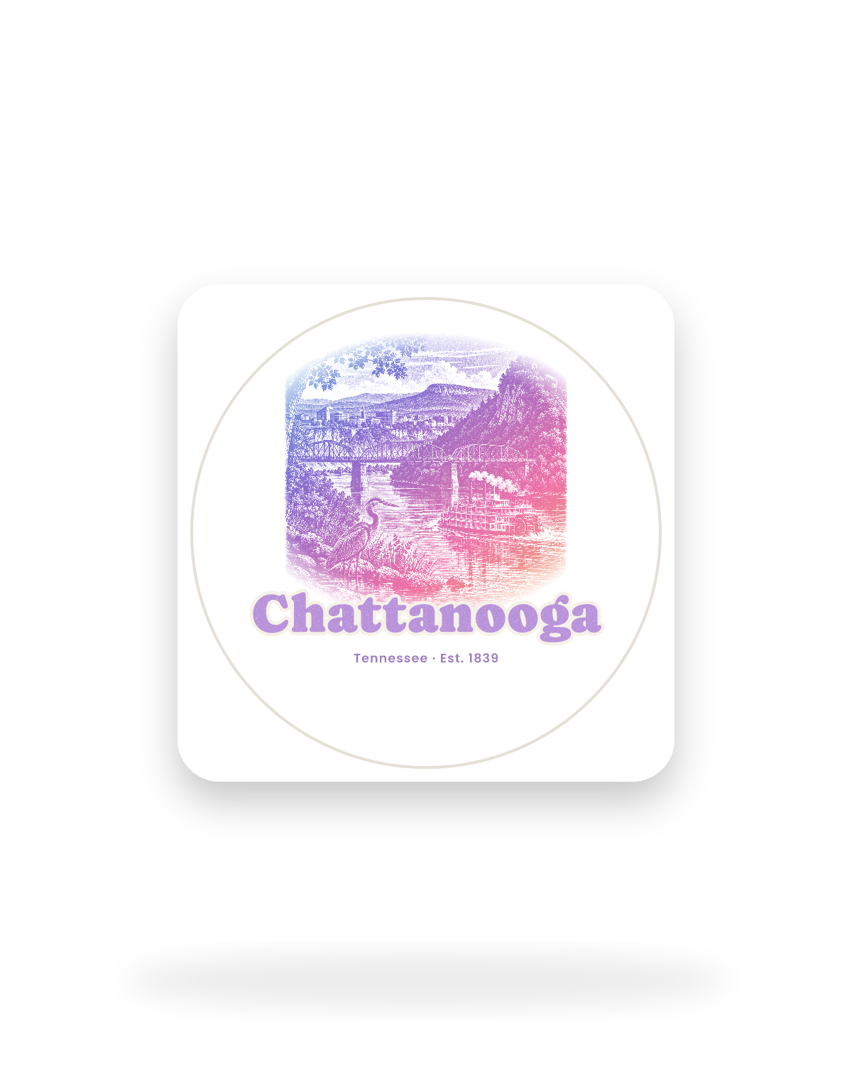 Chattanooga River Bend Kiss-Cut Sticker in White