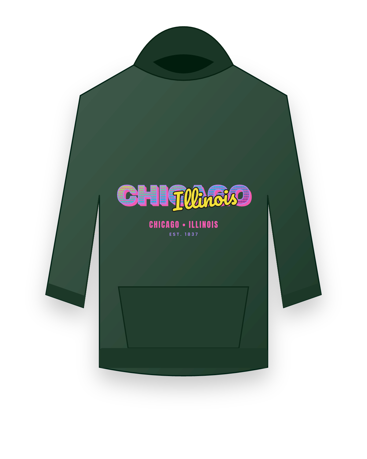 Chicago Music TV Hooded Sweatshirt in Forest Green