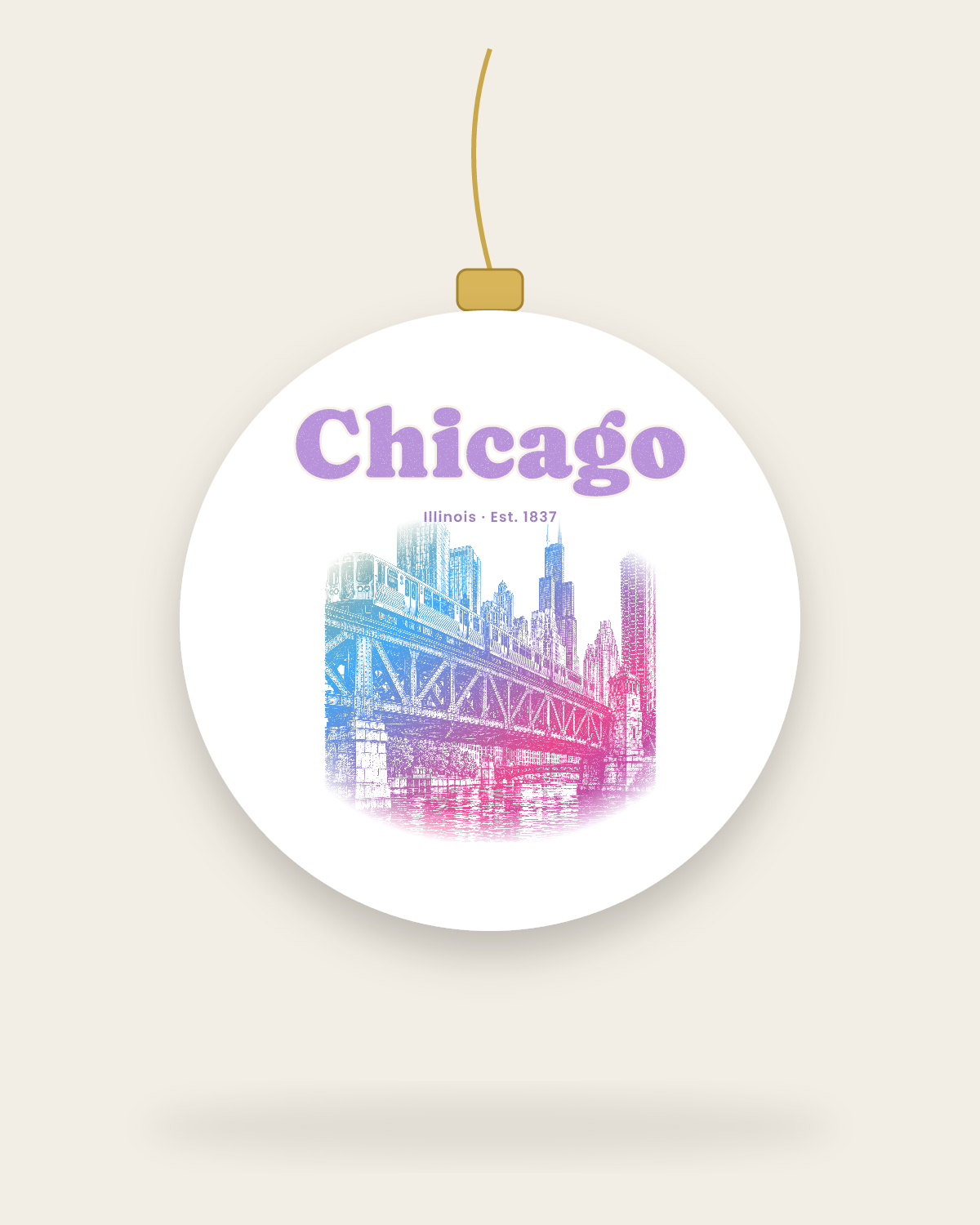 Chicago The L Train Ceramic Ornament in White