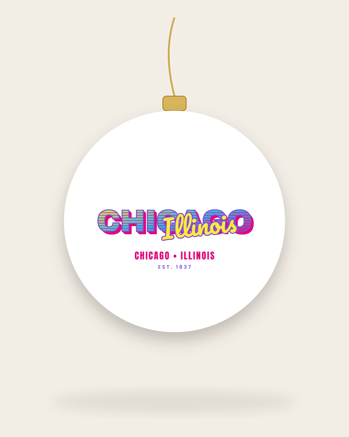 Chicago Music TV Ceramic Ornament in White