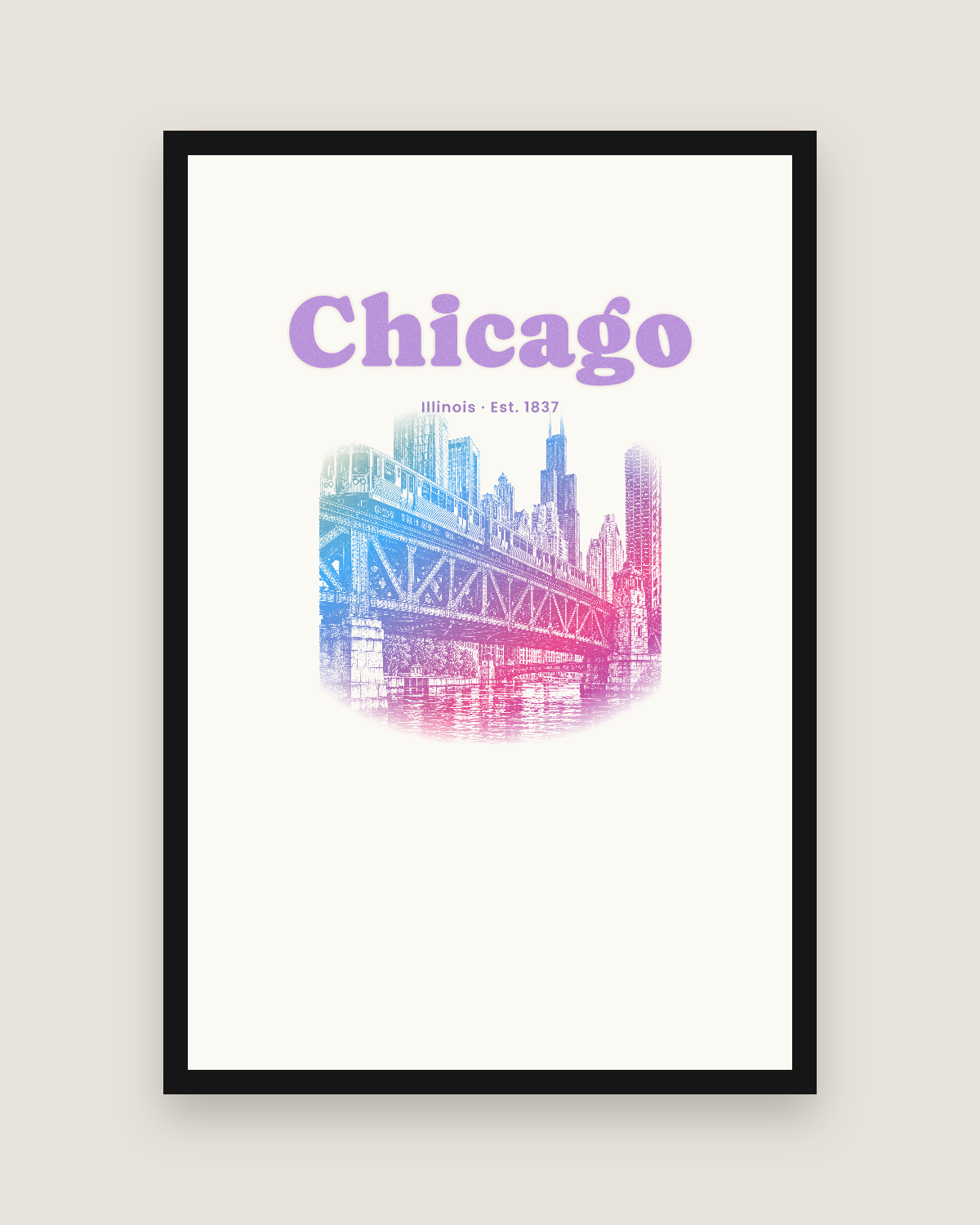 Chicago The L Train Matte Poster in White