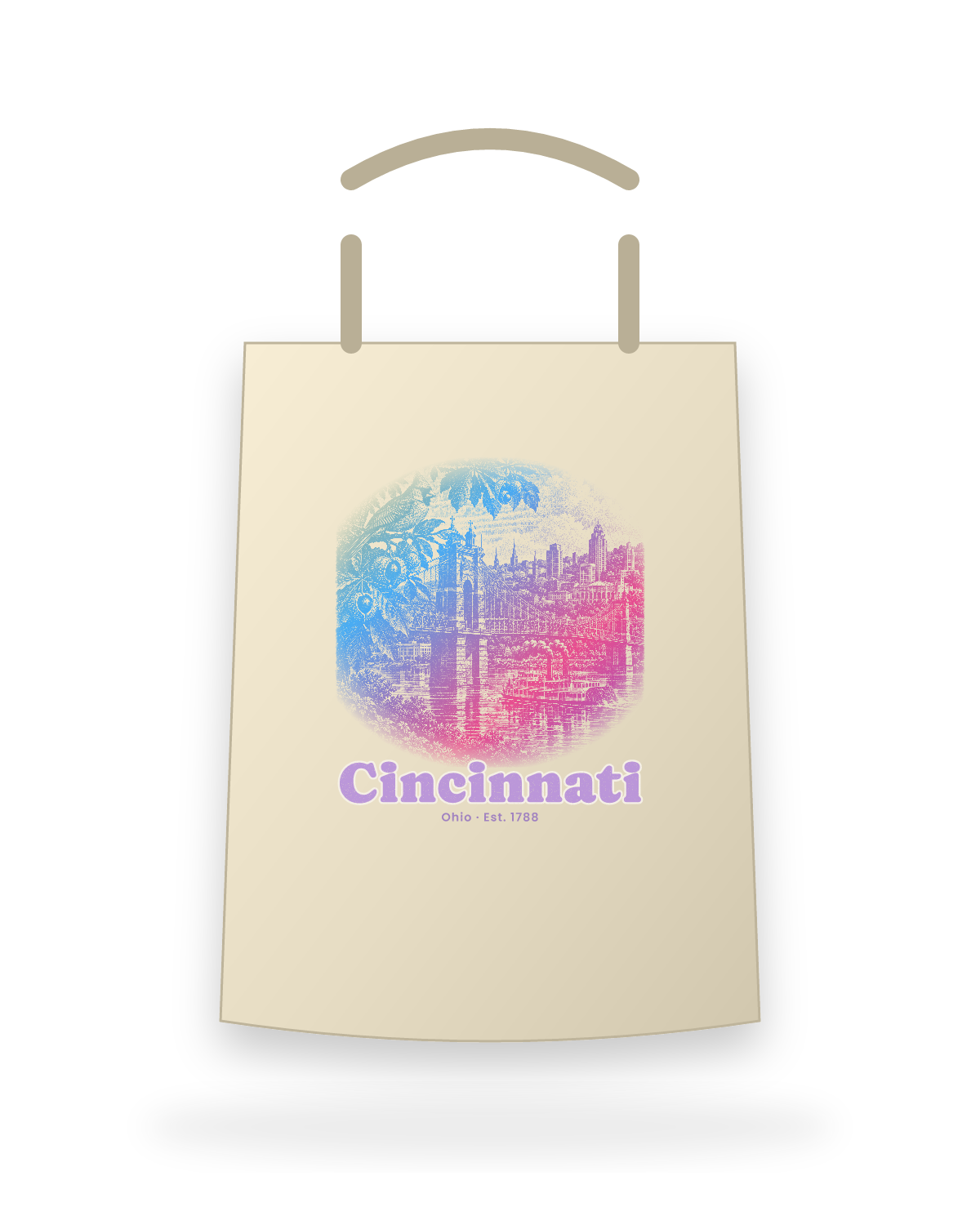 Cincinnati Suspension Bridge Canvas Tote in Beige