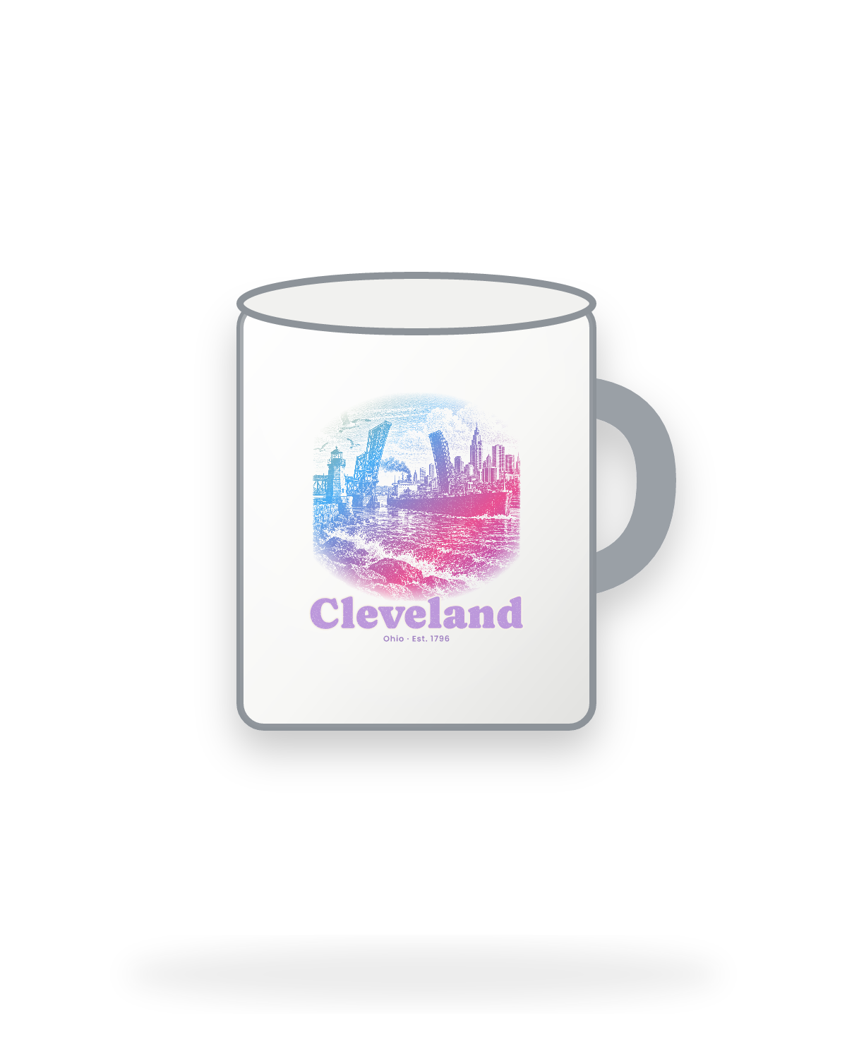 Cleveland Harbor Freighter Enamel Camp Mug in White