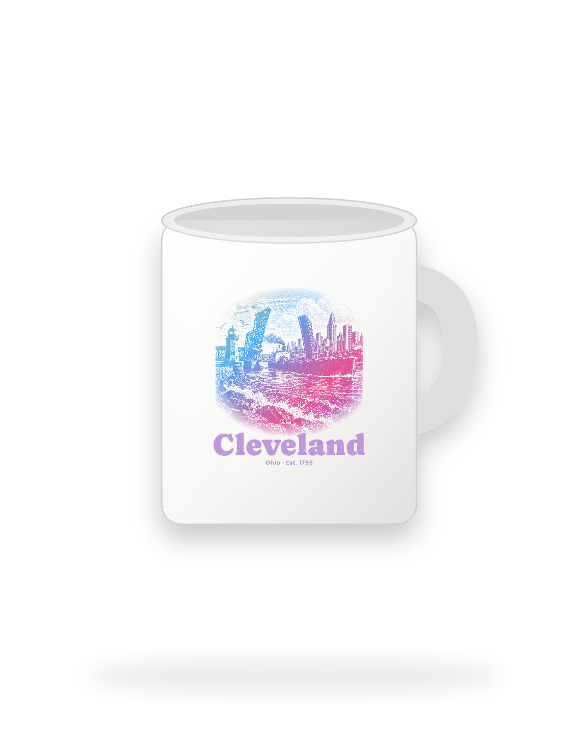 Cleveland Harbor Freighter Ceramic Mug 11oz in White