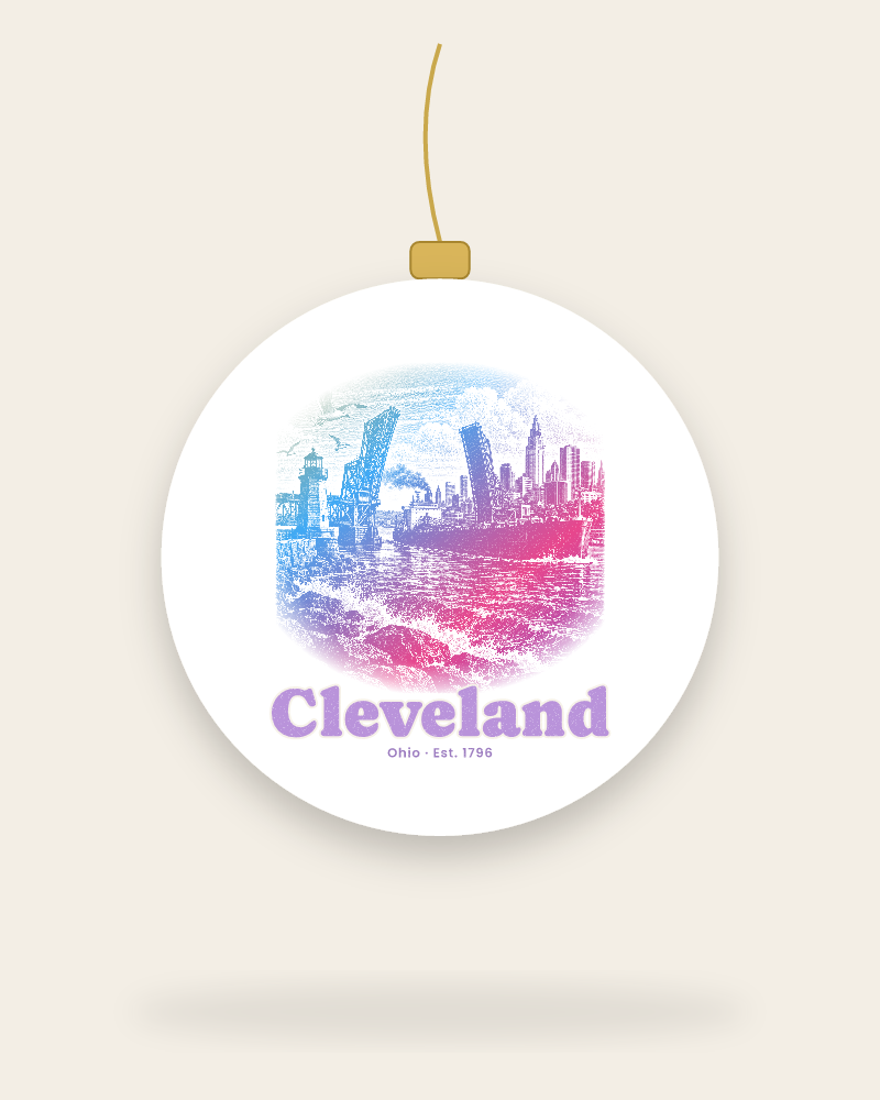 Cleveland Harbor Freighter Ceramic Ornament