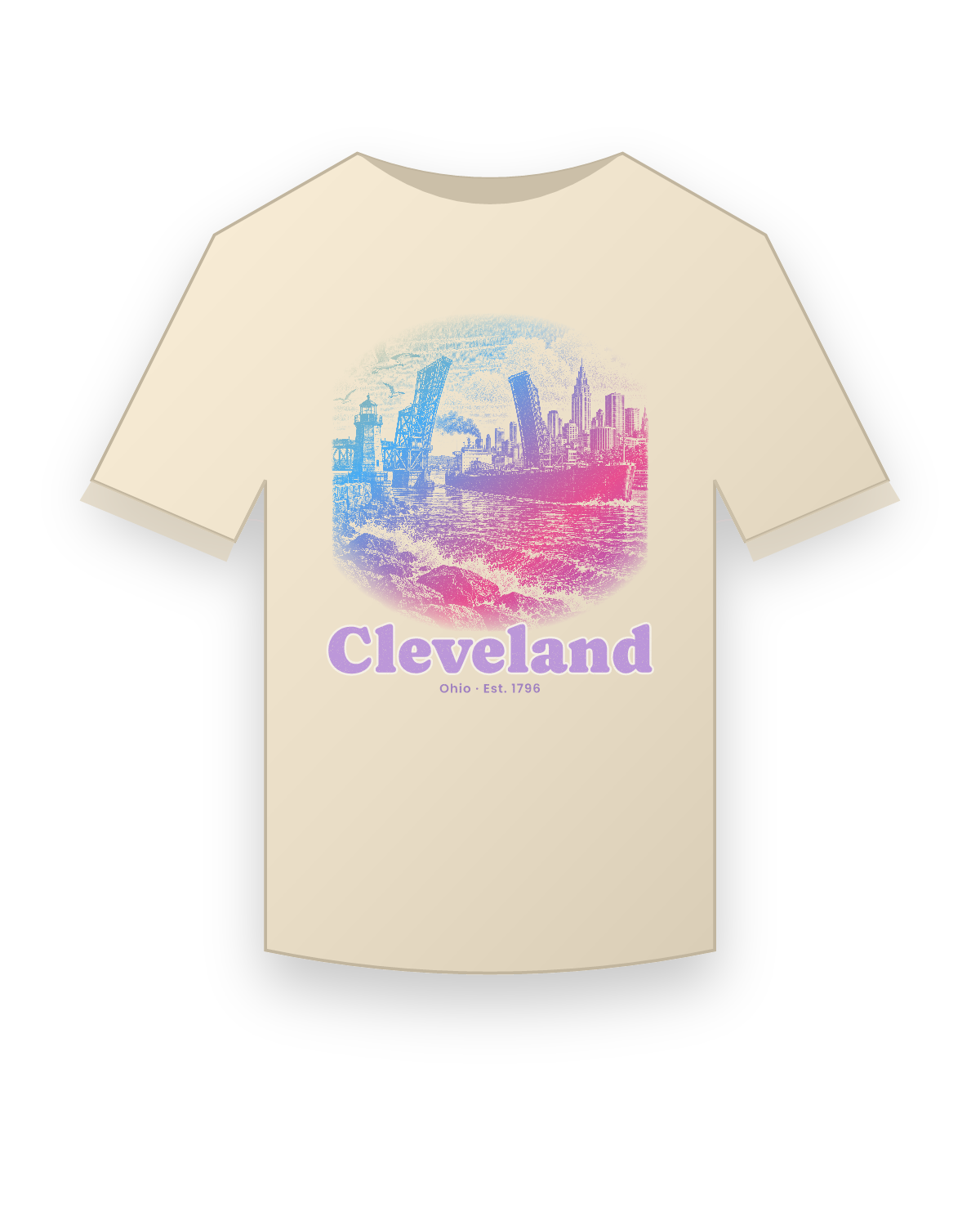 Cleveland, OH Harbor Freighter Classic Tee in Natural
