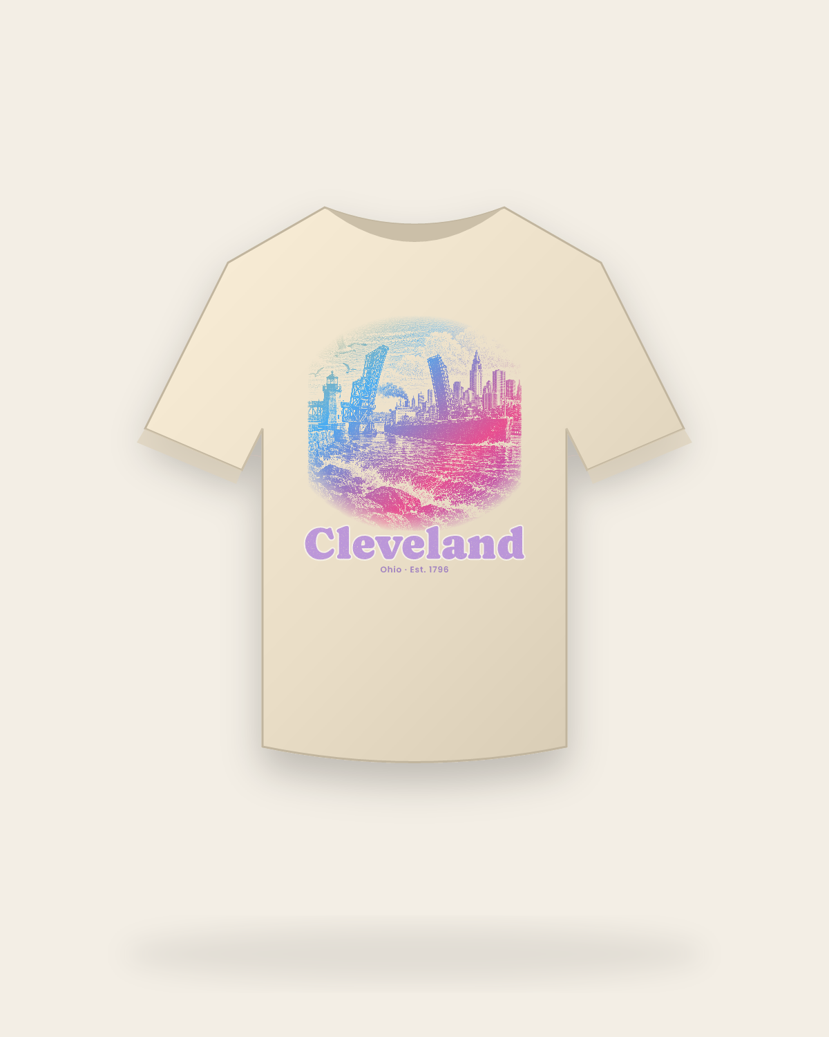 Cleveland Harbor Freighter Classic Tee in Natural