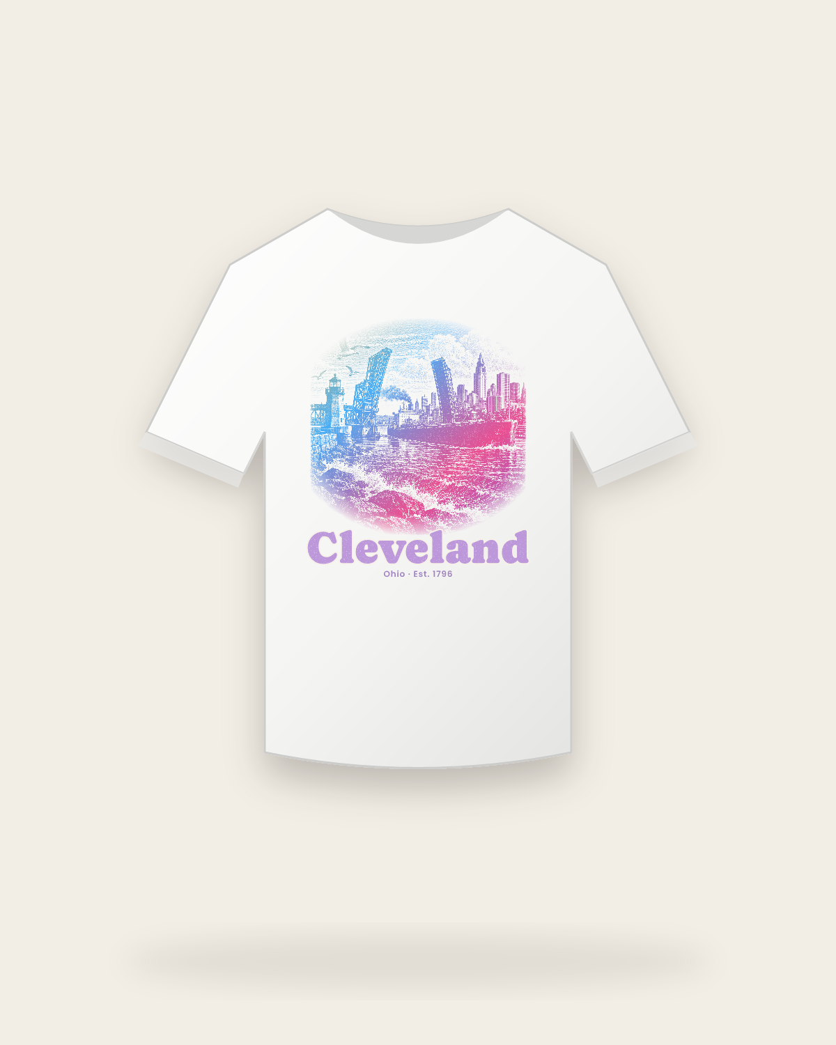 Cleveland Harbor Freighter Youth Tee in White