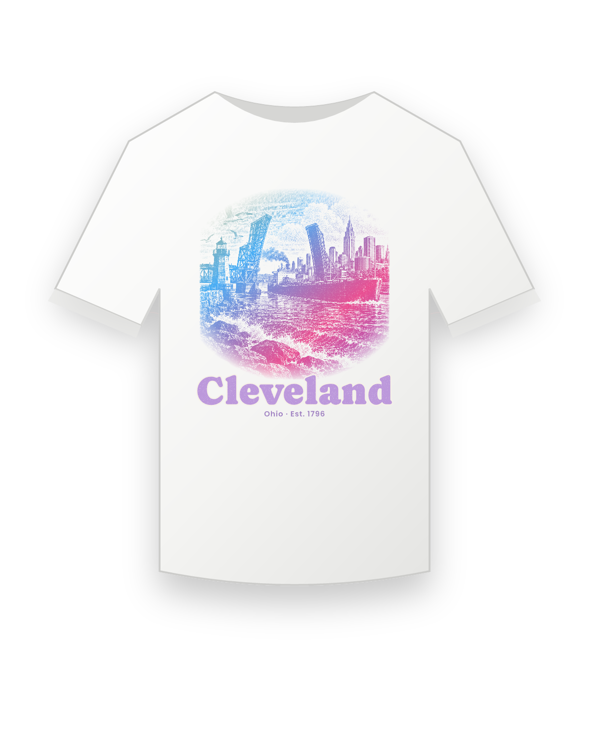 Cleveland Harbor Freighter Youth Tee in White