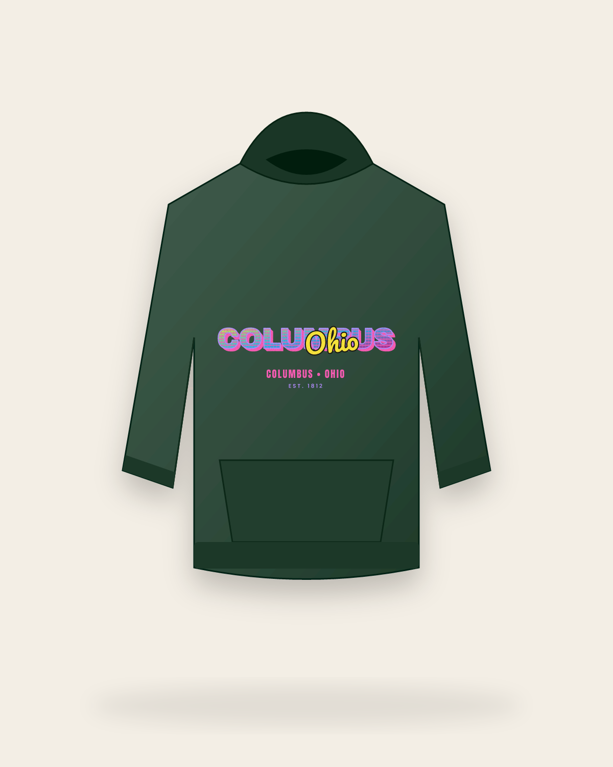 Columbus Music TV Hooded Sweatshirt in Forest Green