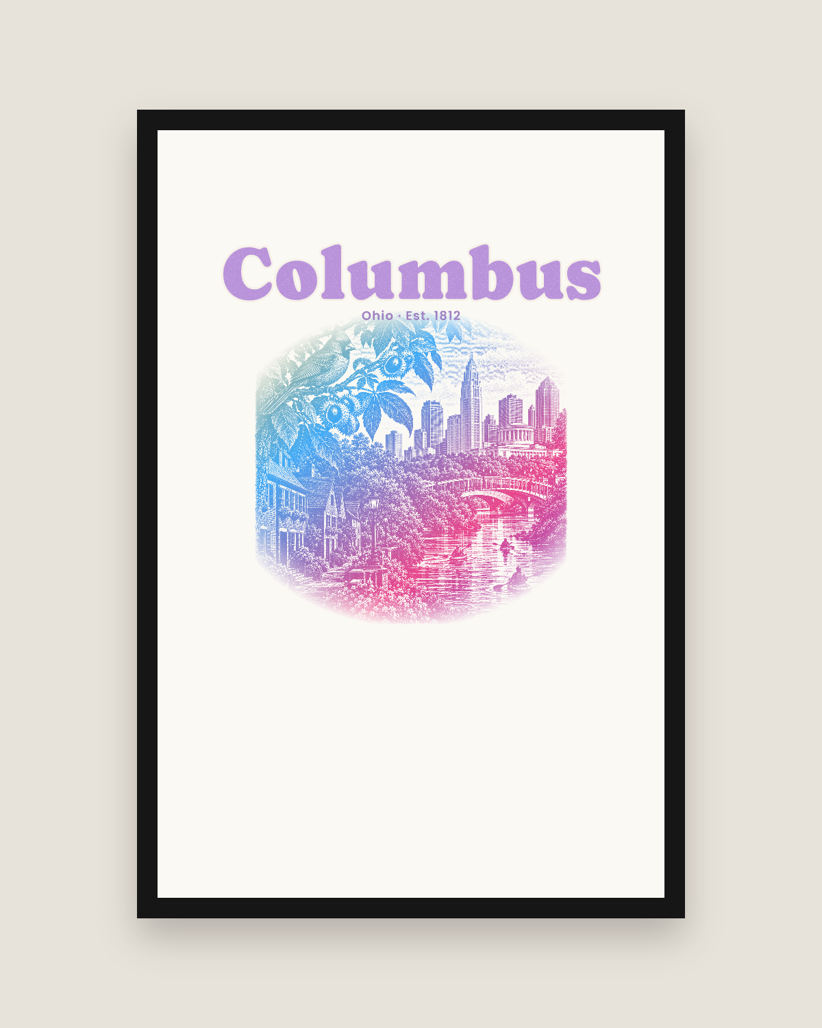 Columbus Scioto Mile Matte Poster in White