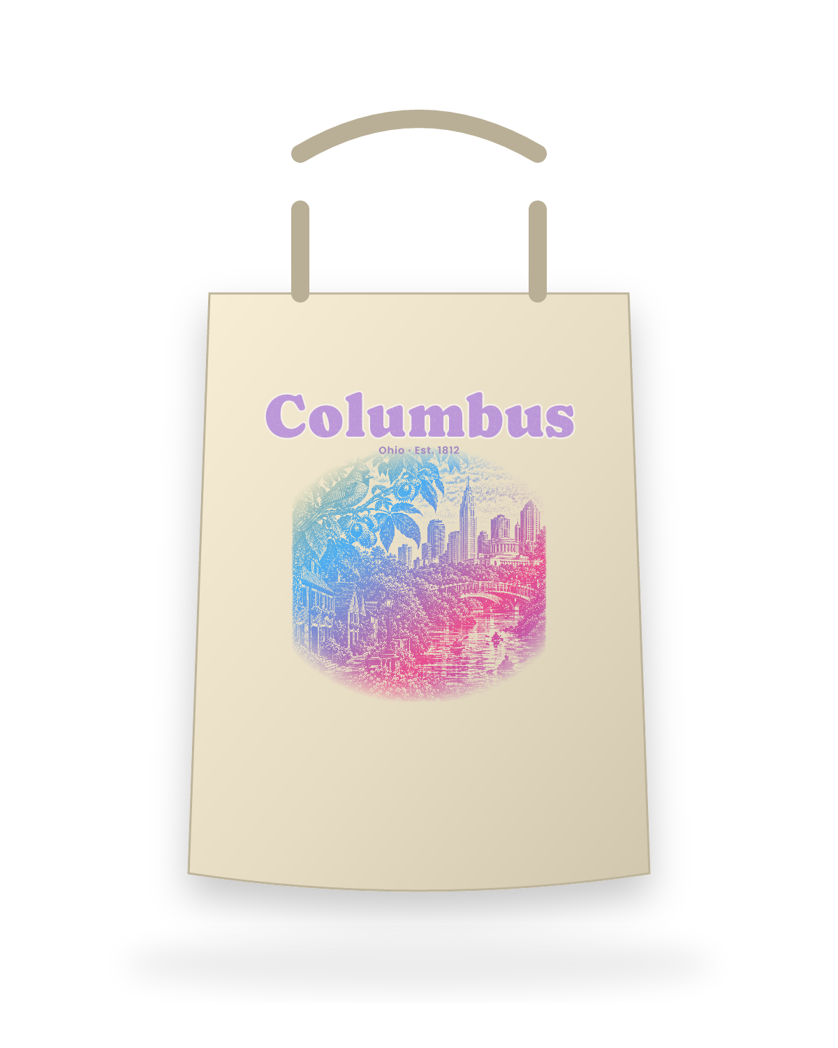 Columbus Scioto Mile Canvas Tote in Beige