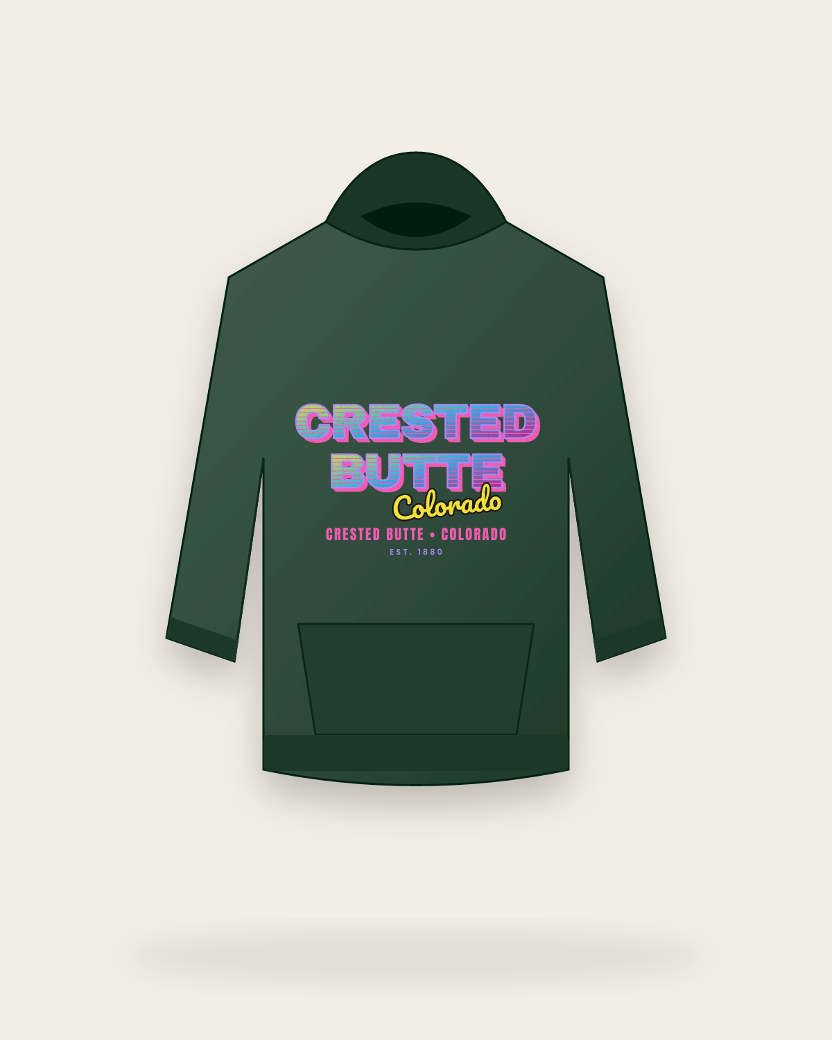 Crested Butte Music TV Hooded Sweatshirt in Forest Green