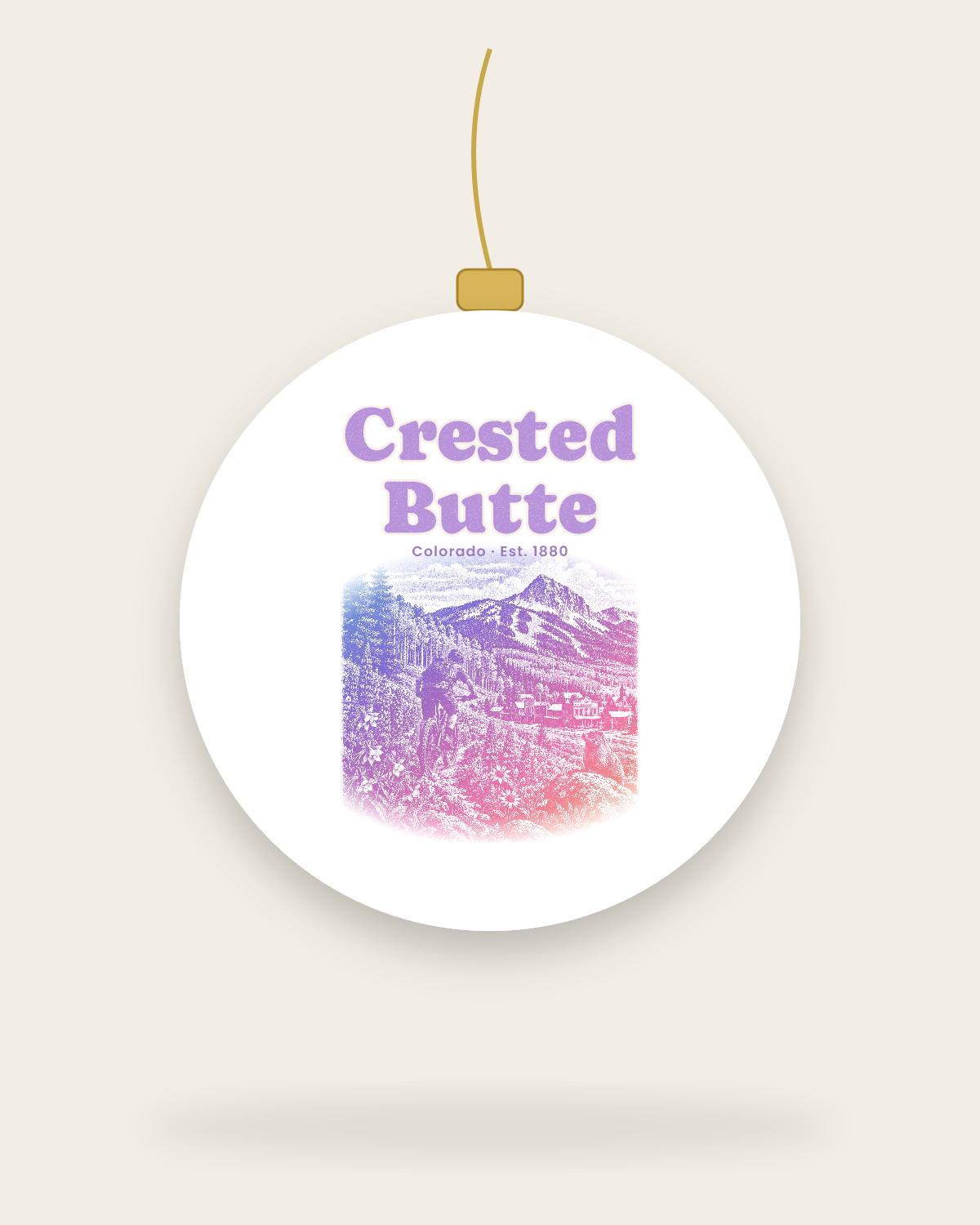 Crested Butte Wildflower Trail Ceramic Ornament in White