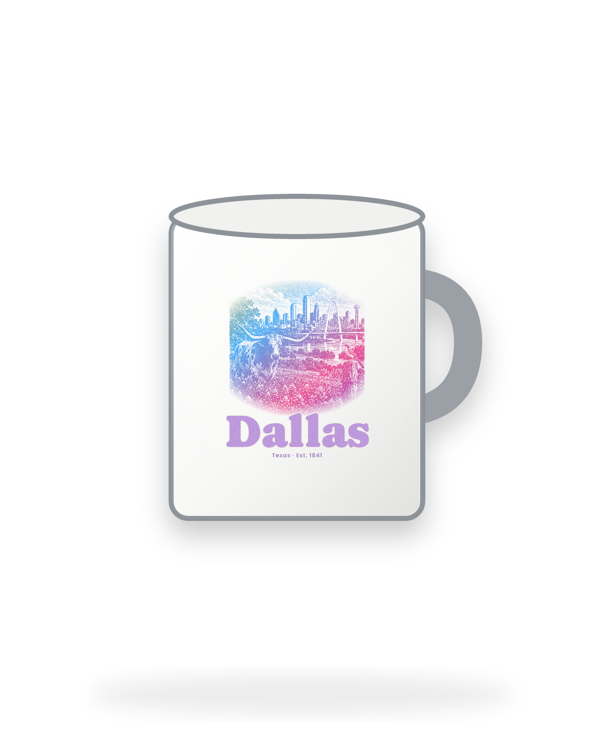 Dallas Bluebonnet Longhorn Enamel Camp Mug in White