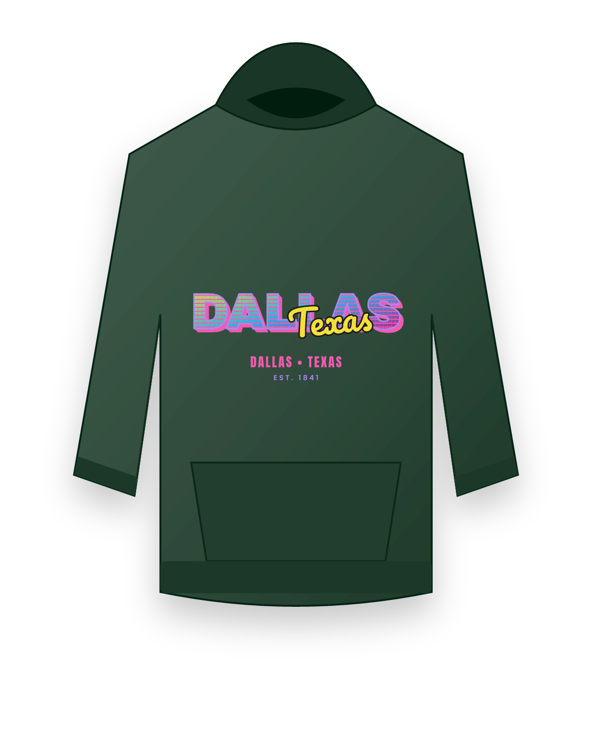Dallas Music TV Hooded Sweatshirt in Forest Green