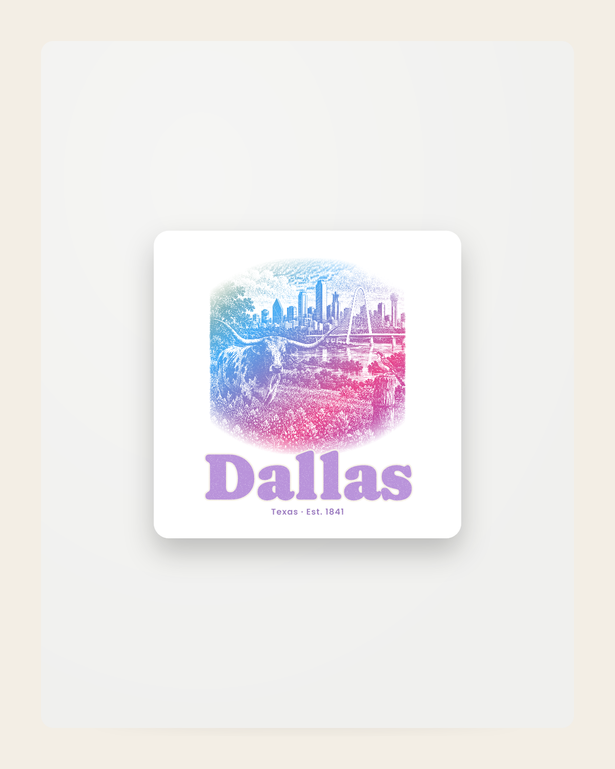 Dallas Bluebonnet Longhorn Fridge Magnet in White