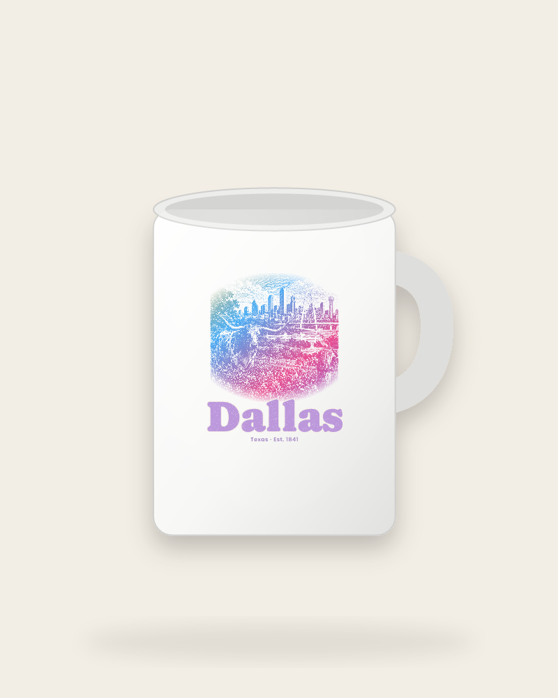 Dallas Bluebonnet Longhorn Ceramic Mug 15oz