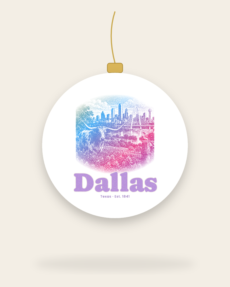 Dallas Bluebonnet Longhorn Ceramic Ornament