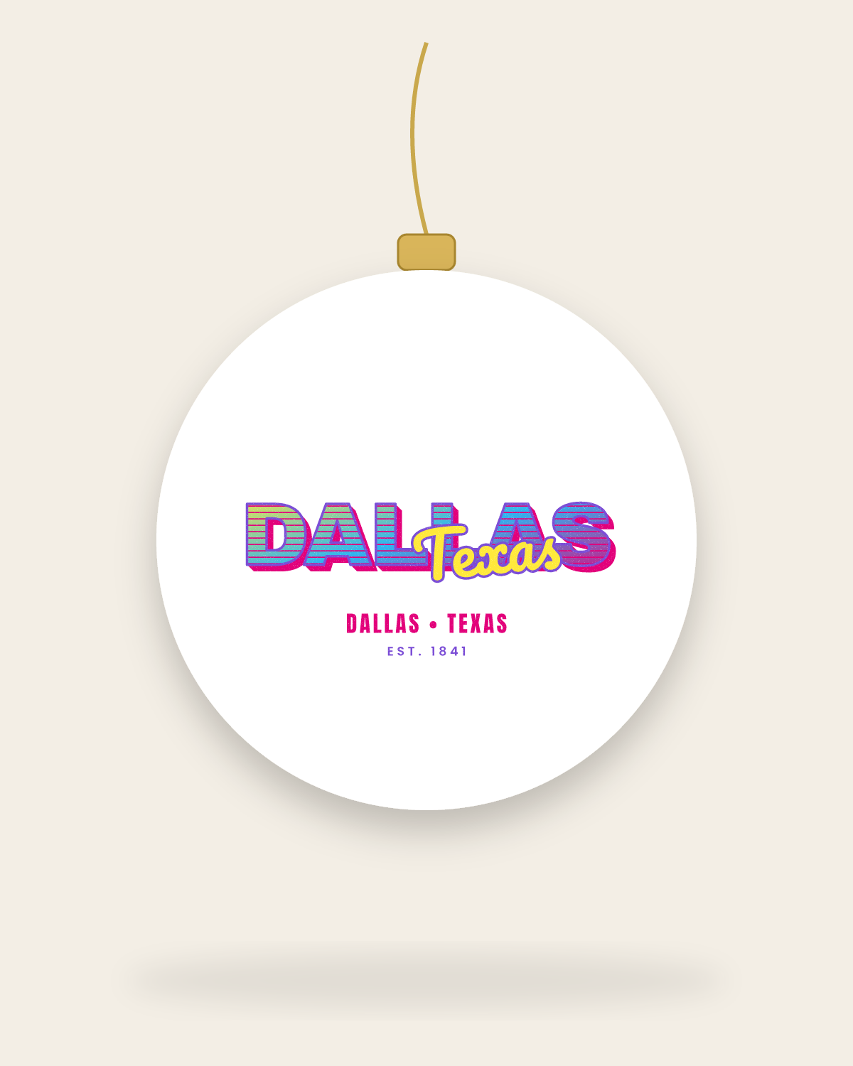 Dallas Music TV Ceramic Ornament in White