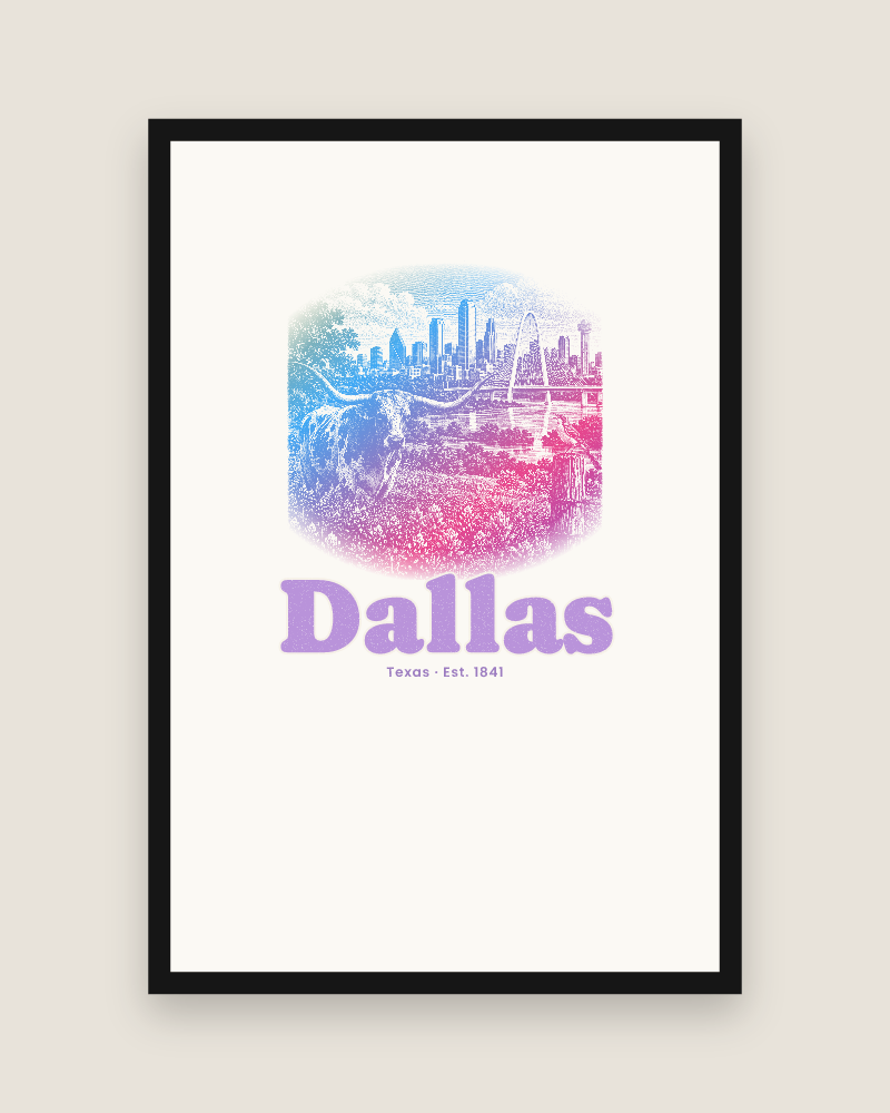 Dallas Bluebonnet Longhorn Matte Poster