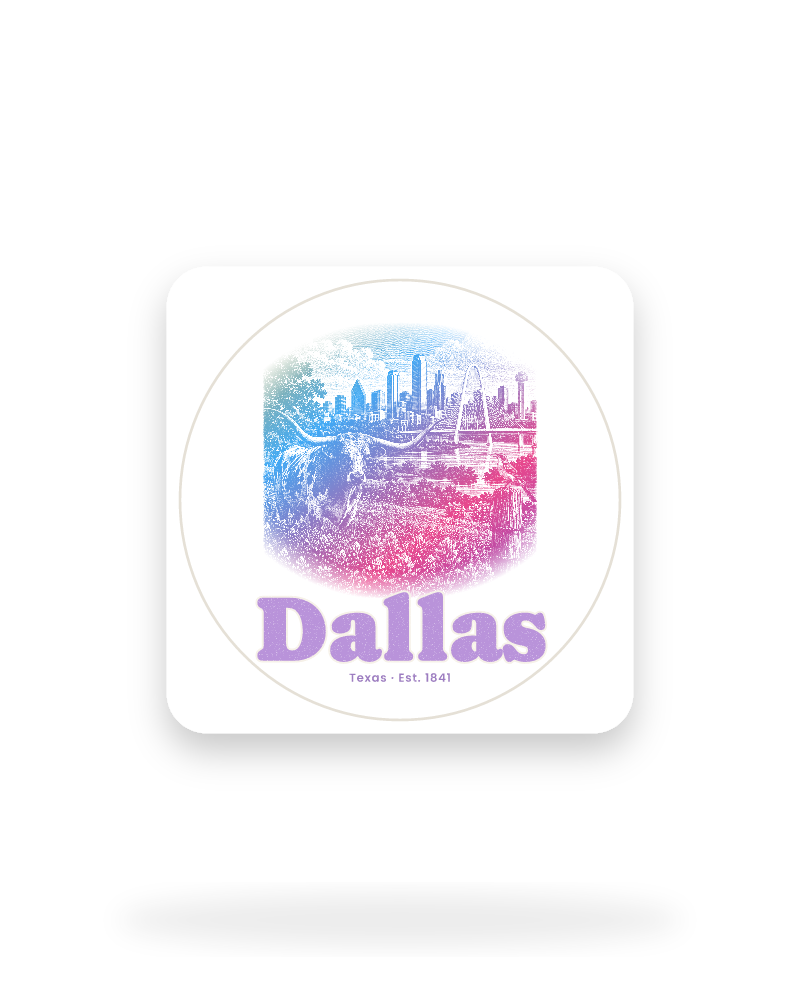 Dallas Bluebonnet Longhorn Kiss-Cut Sticker