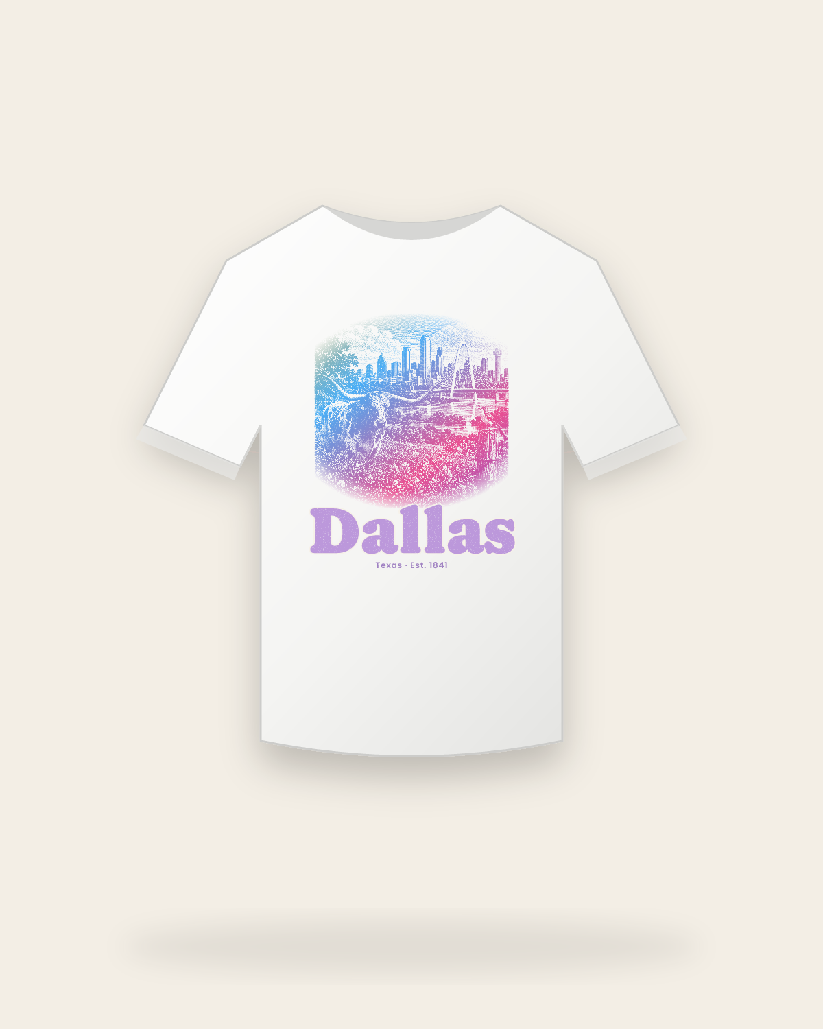 Dallas Bluebonnet Longhorn Youth Tee in White