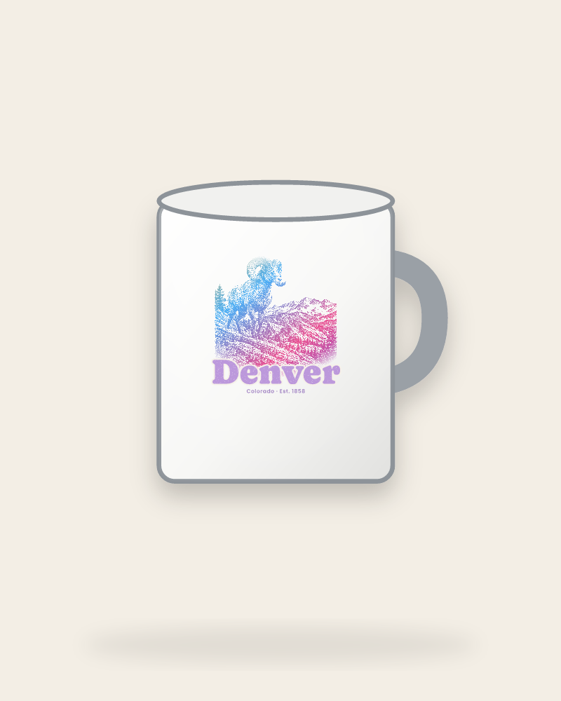 Denver Bighorn Ram Enamel Camp Mug